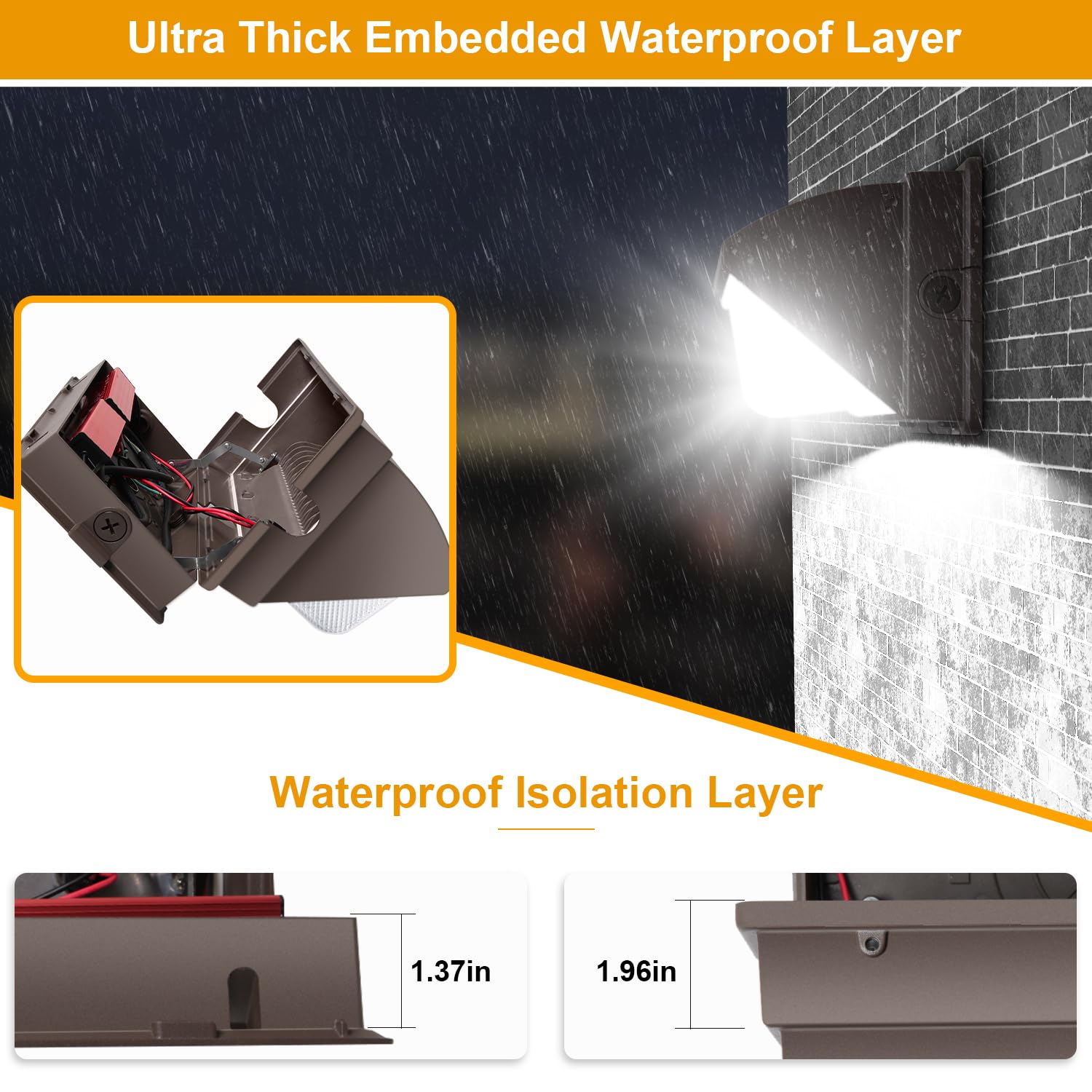 BIRITALO LED Wall Pack Light 120W 18000LM IP65 Waterproof Outdoor Security Lighting - Brown, Model 1800, 110V-277V