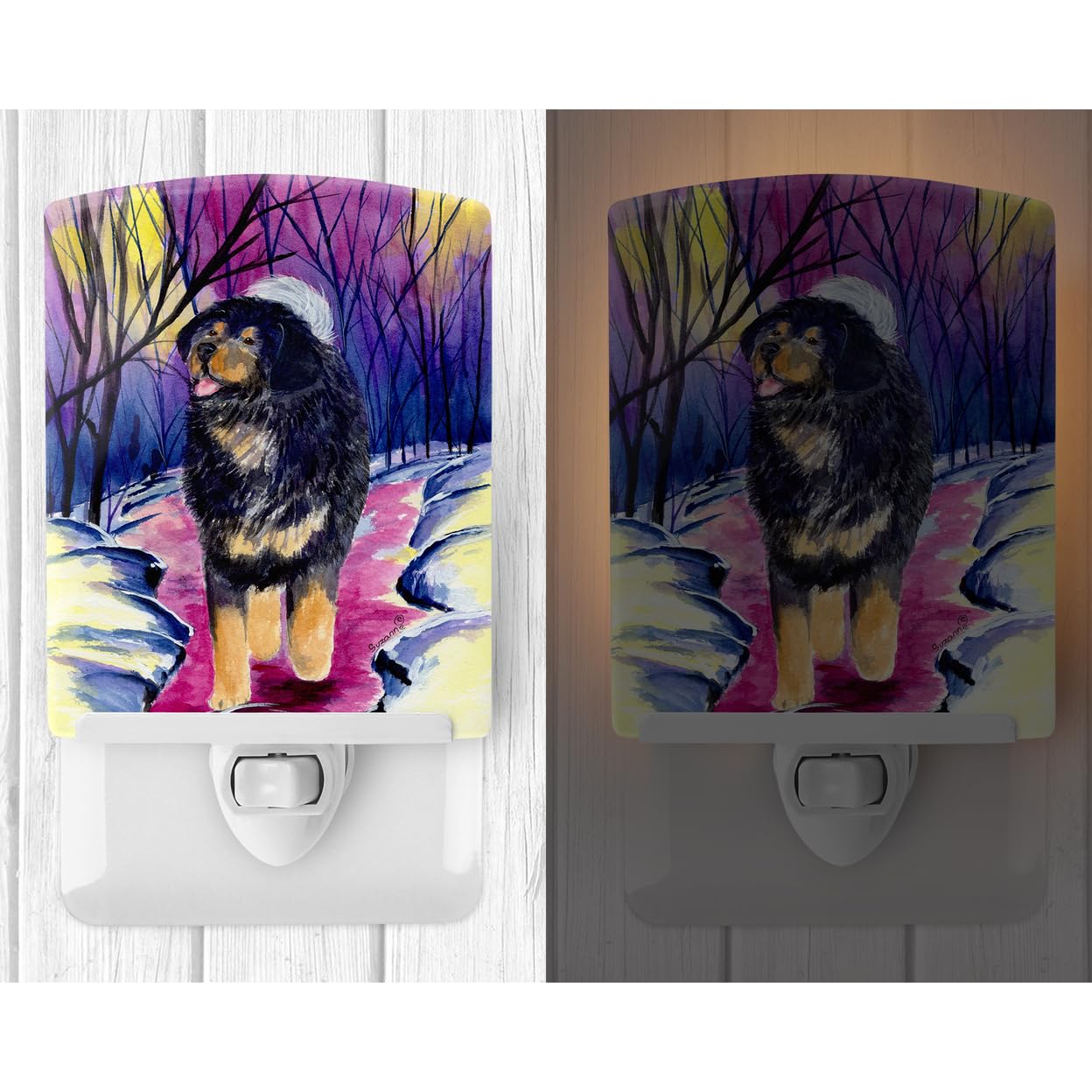 Caroline'S Treasures Ss1021Cnl Tibetan Mastiff Ceramic Night Light Compact, Ul-Certified, Ideal For Bedroom, Bathroom, Nursery, Hallway, Kitchen, 6X4X3, Multicolor