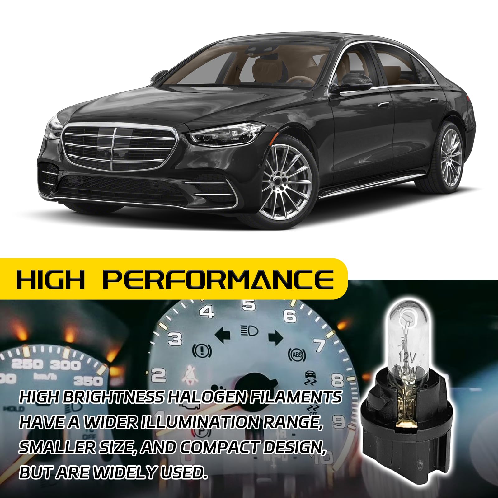 Qqwd 20Pcs T5 17 57 86 Halogen Instrument Cluster Bulbs Kits  12V Dash Light For Car Interior  Automotive Replacement Gauge Cluster Panel Bulb With T5 Sockets  Universal Lighting Accessories(White