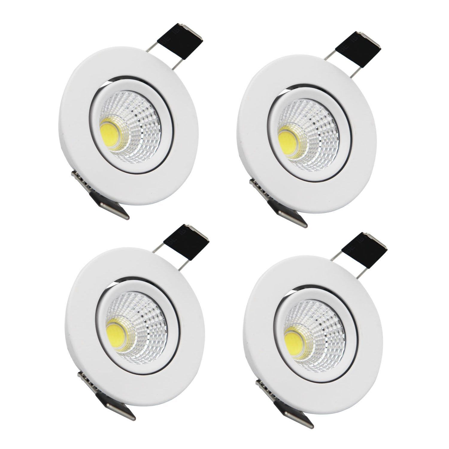 ZDPCYT Recessed Downlight 110V Dimmable 3WCOB CRI80 Spotlight Lamp Daylight 2 Inch Adjustable Angle Lighting Kits 5000K-5500K Ce