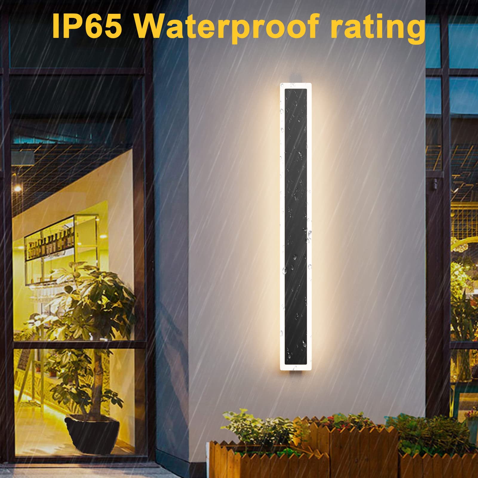 Aipsun Outdoor Wall Lights, Black LED Wall Sconce, 2 Pack, 31.5inch, e ...