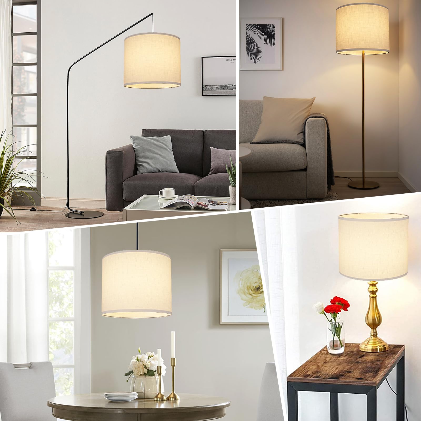 LEYINPEI White Large Drum Lampshade 13 x 11, Natural Linen Replacement Shade for Table & Floor Lamps, Easy Assembly