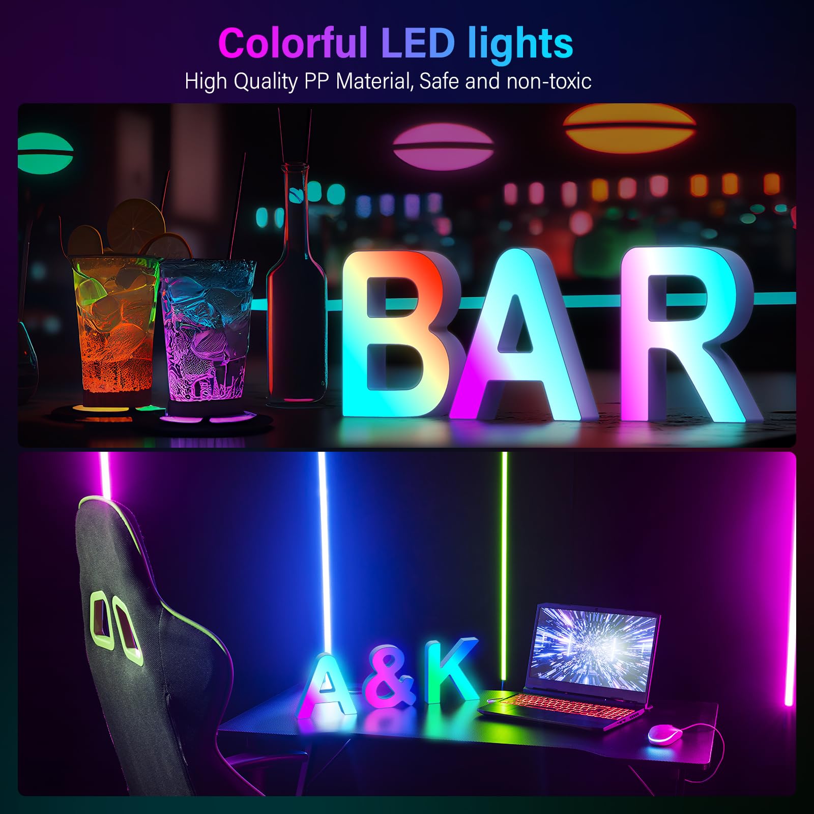 Kangtaixin LED Letter Light - Color Changing USB Powered Night Light, Model G201, Letter-L for Decor, Gifts, and Parties