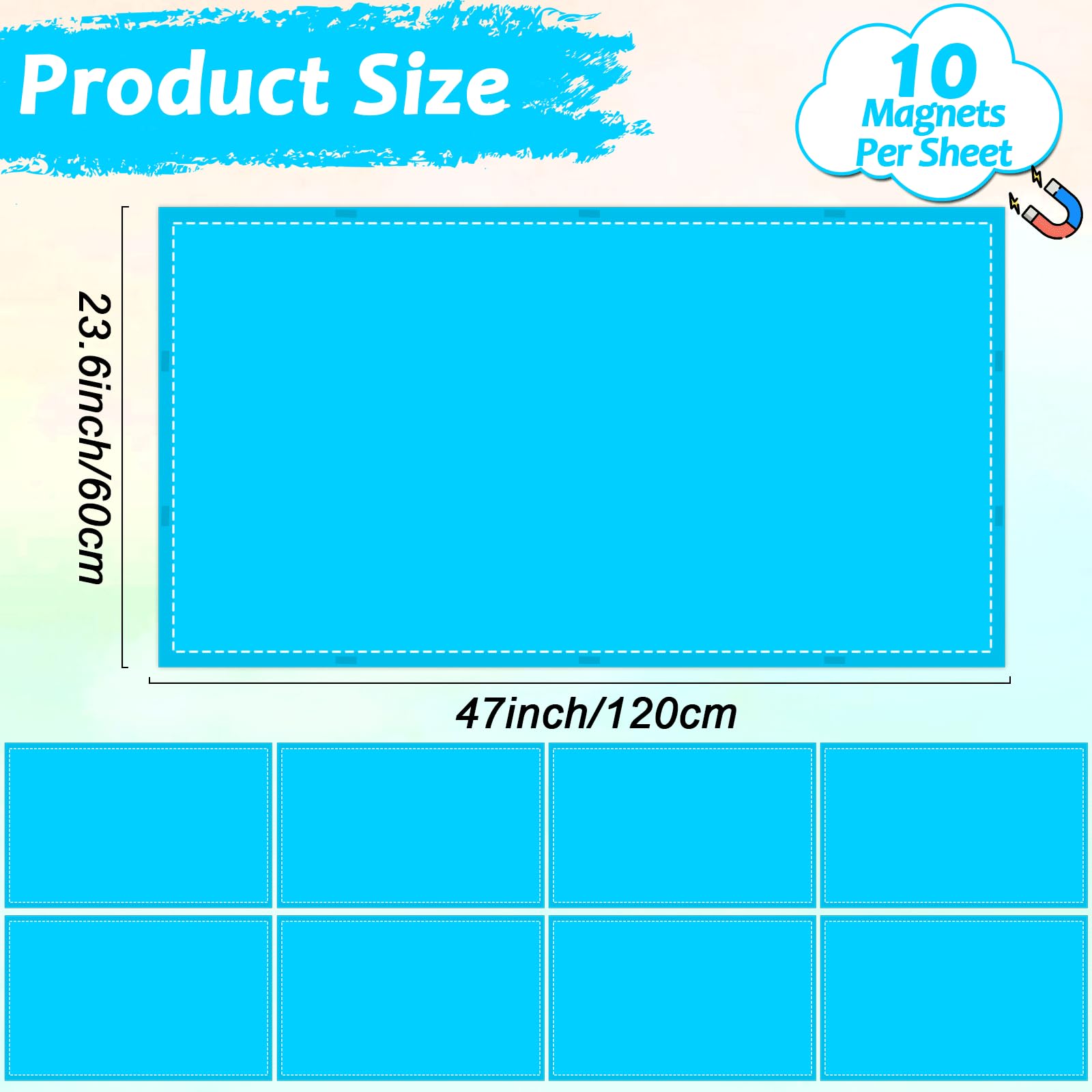 Wiooffen Fluorescent Light Covers, 8 Pcs, Magnetic Filter, 4x2 Feet, Blue, Polyester, Model YM0800