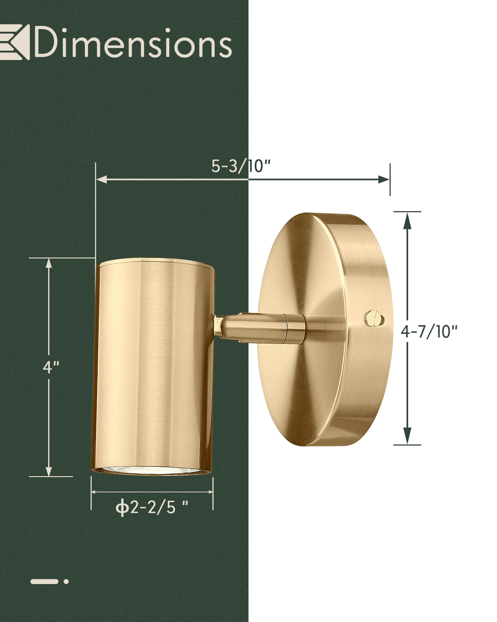 Cargifak Modern Wall Sconce, LED Track Lighting, 1-Pack, Brass Gold, Model CKSL4830-1W-BB