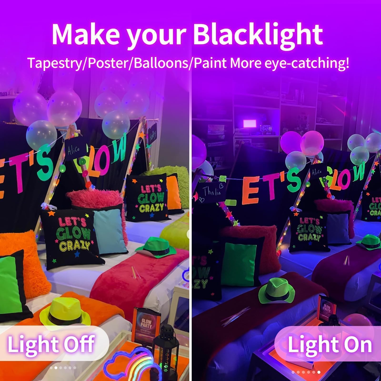 Thecham 38W Led Black Light, Ip66 Waterproof, 5Ft Plug & Switch, Perfect For Halloween Parties