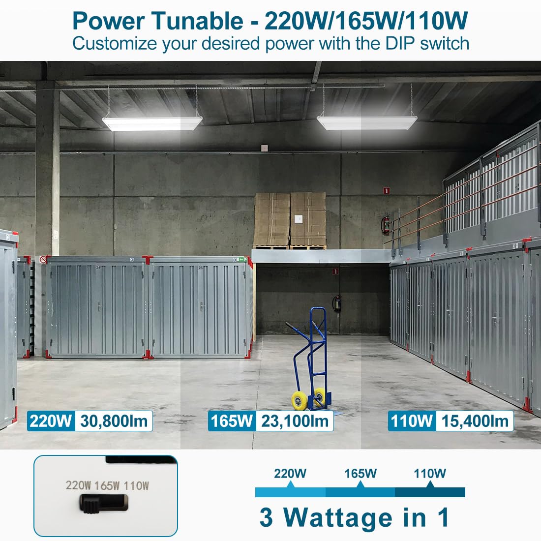 Xbuyee (2 Pack) Led High Bay Shop Light 220W 30800 Lumens 5000K 100-277V Dimmable, Commercial Linear Bay Lights For Warehouse Wo