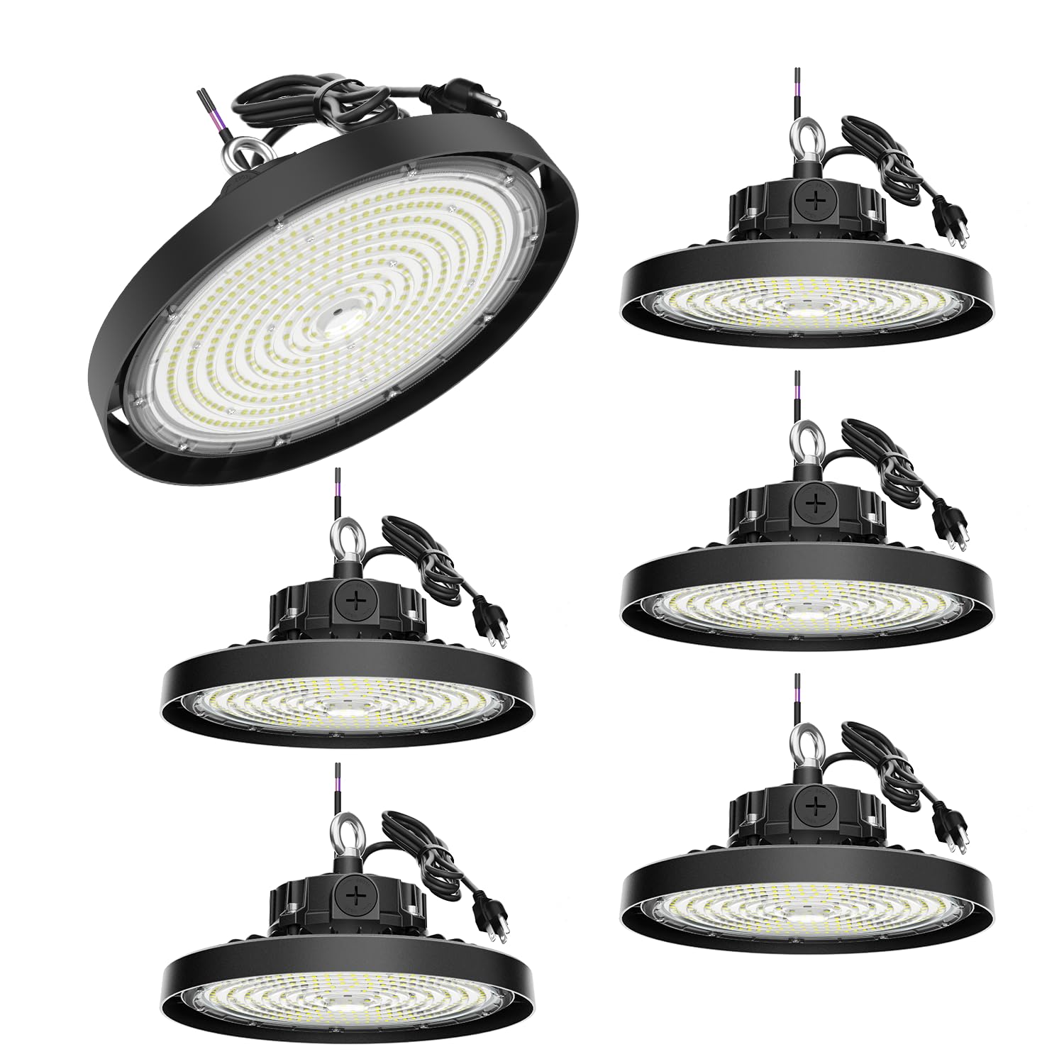 BEILBS UFO LED High Bay Light, 200W LED Shop Lights, 0-10V Dimmable 30000LM 5000K, 60%-100% Power Selectable Bay Light for Wareh