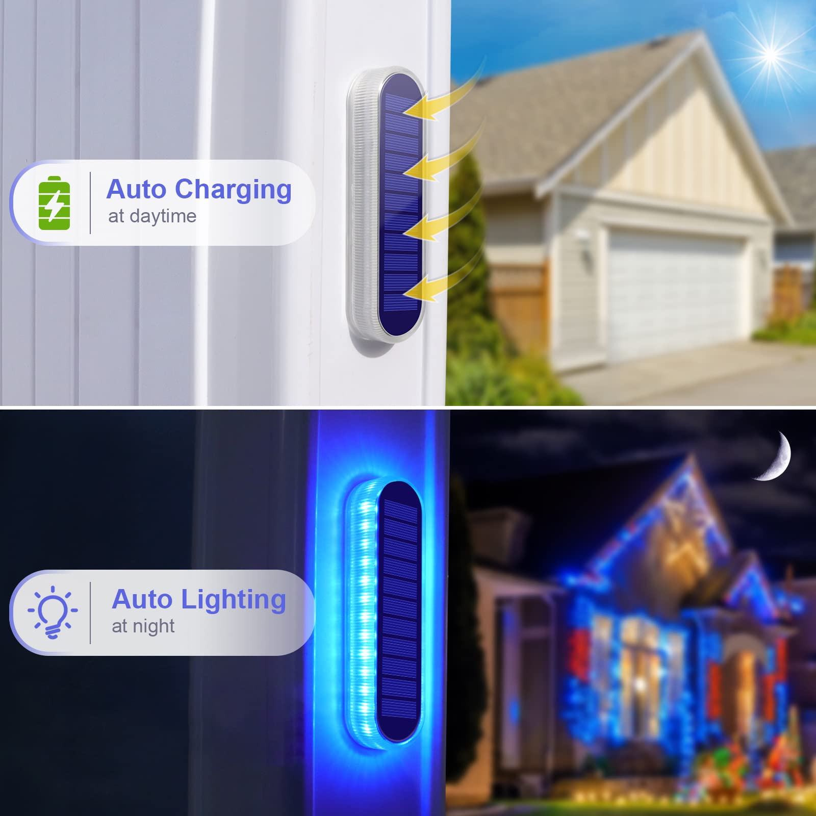 YiLaie Solar Driveway Lights - Waterproof LED Step Lights, 4 Pack, Blue Color, Polycarbonate, Model HO-SQBSL-4