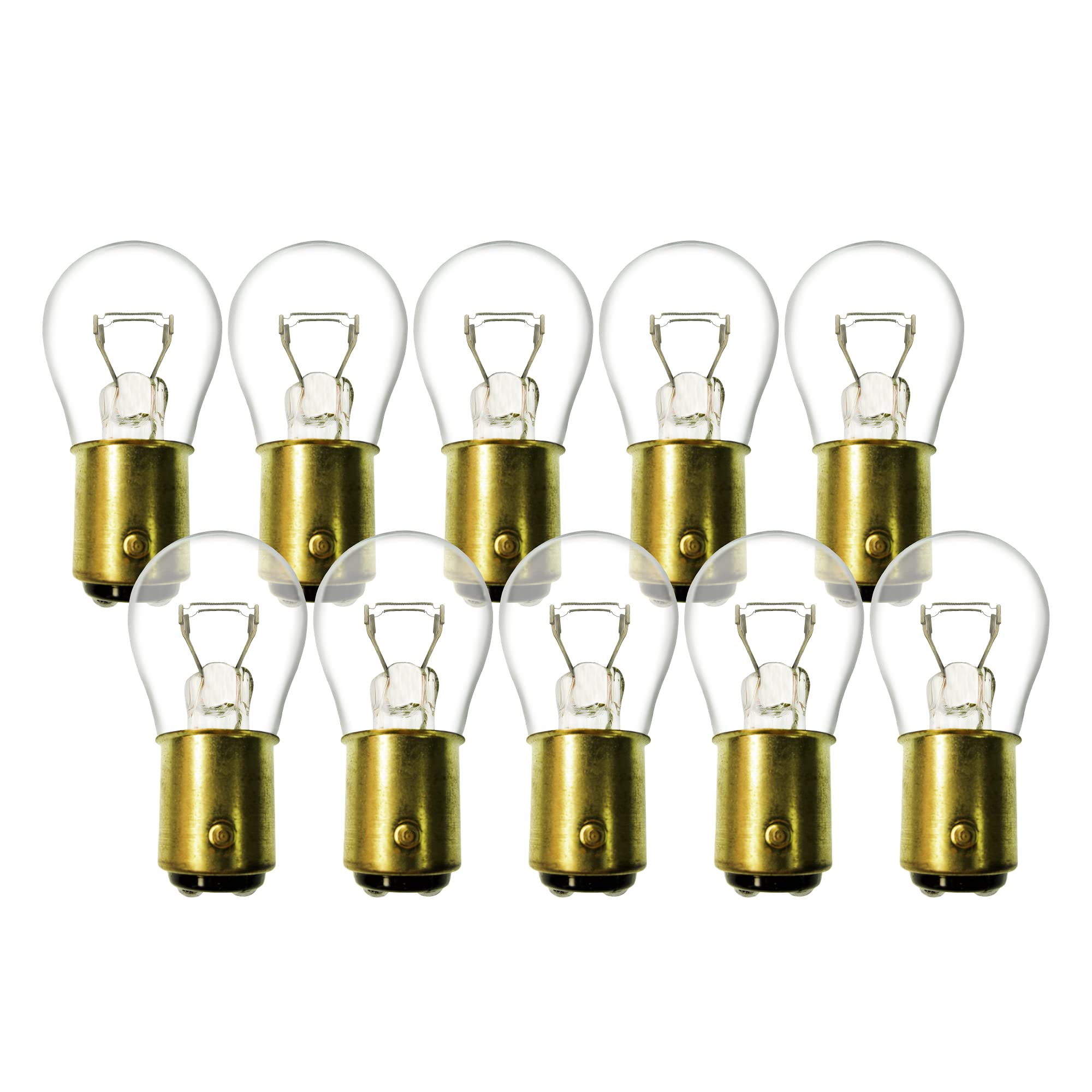 CEC #1157 Bulbs, Warm White, 12.8/14 V, 26.88/8.26 W, BAY15d Base, S-8 shape, 10 Count