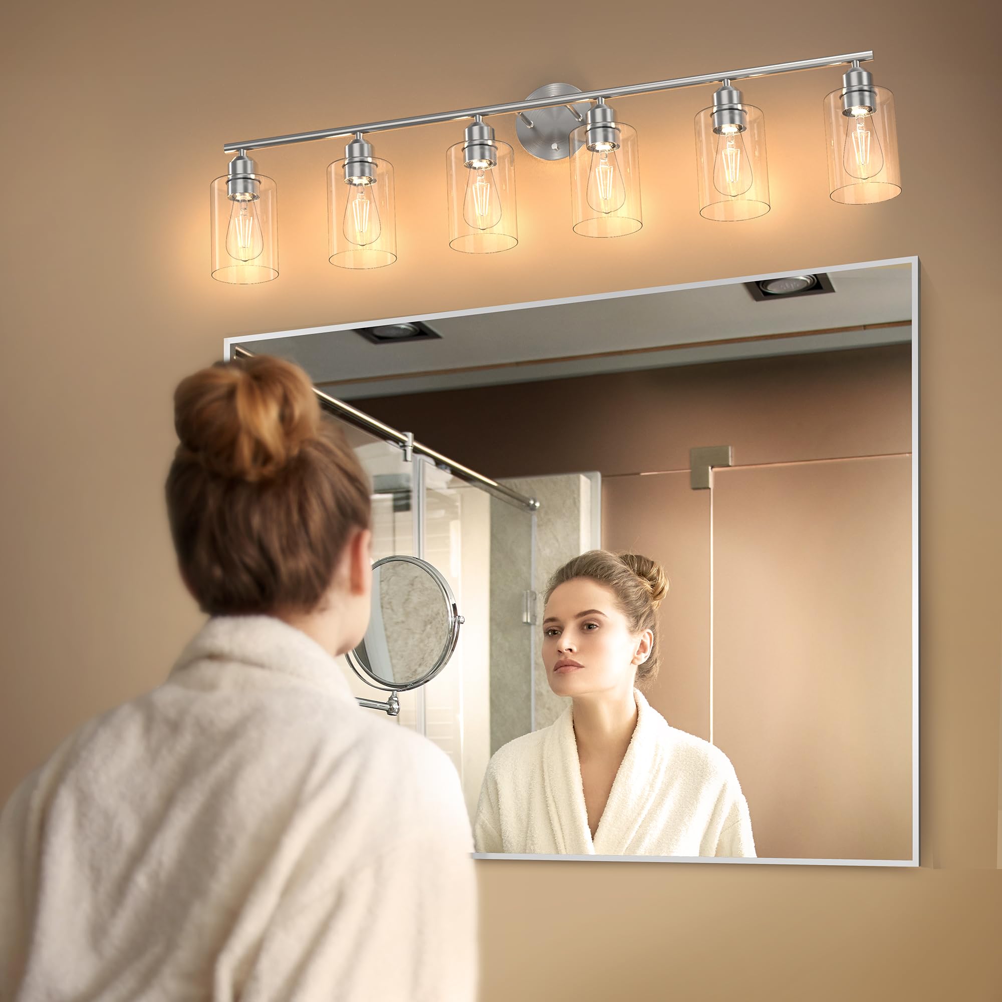 Espird Bathroom Vanity Light Fixtures, 6 Lights, Brushed Nickel, UL Certified, Modern Wall Lighting, Model L01-6-NL