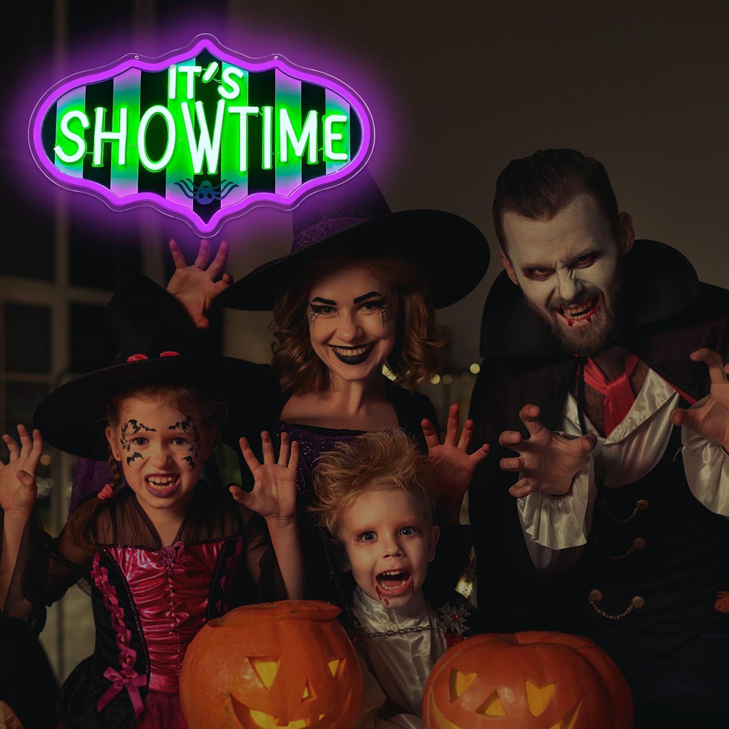 Ajoyferris Neon Showtime Sign - Dimmable Green Acrylic Light - 70.8" Horror Movie Decor for Halloween Party