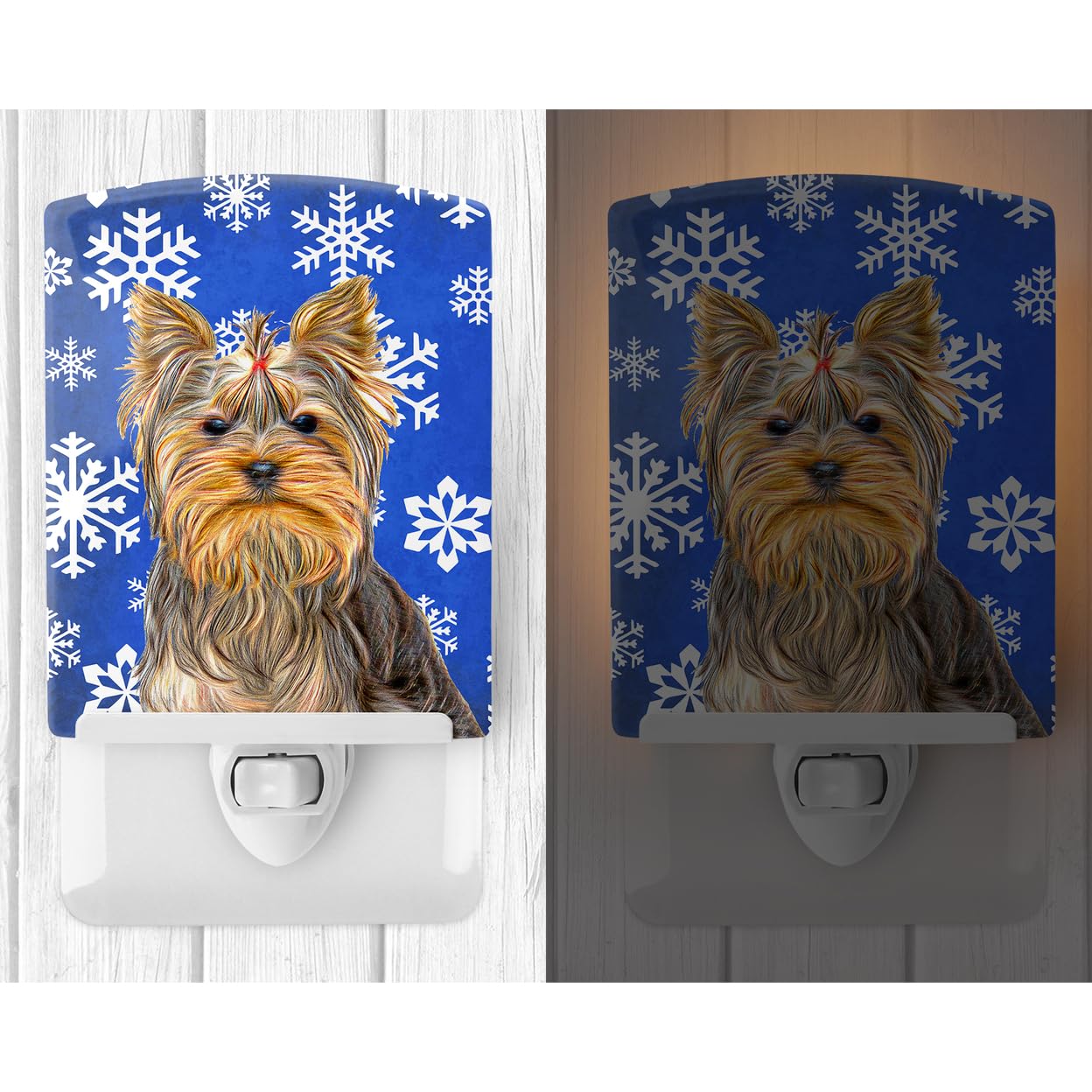 Carolines Treasures Ceramic Night Light Winter Snowflakes Yorkie 6x4x3in Multicolor Model KJ1177CNL