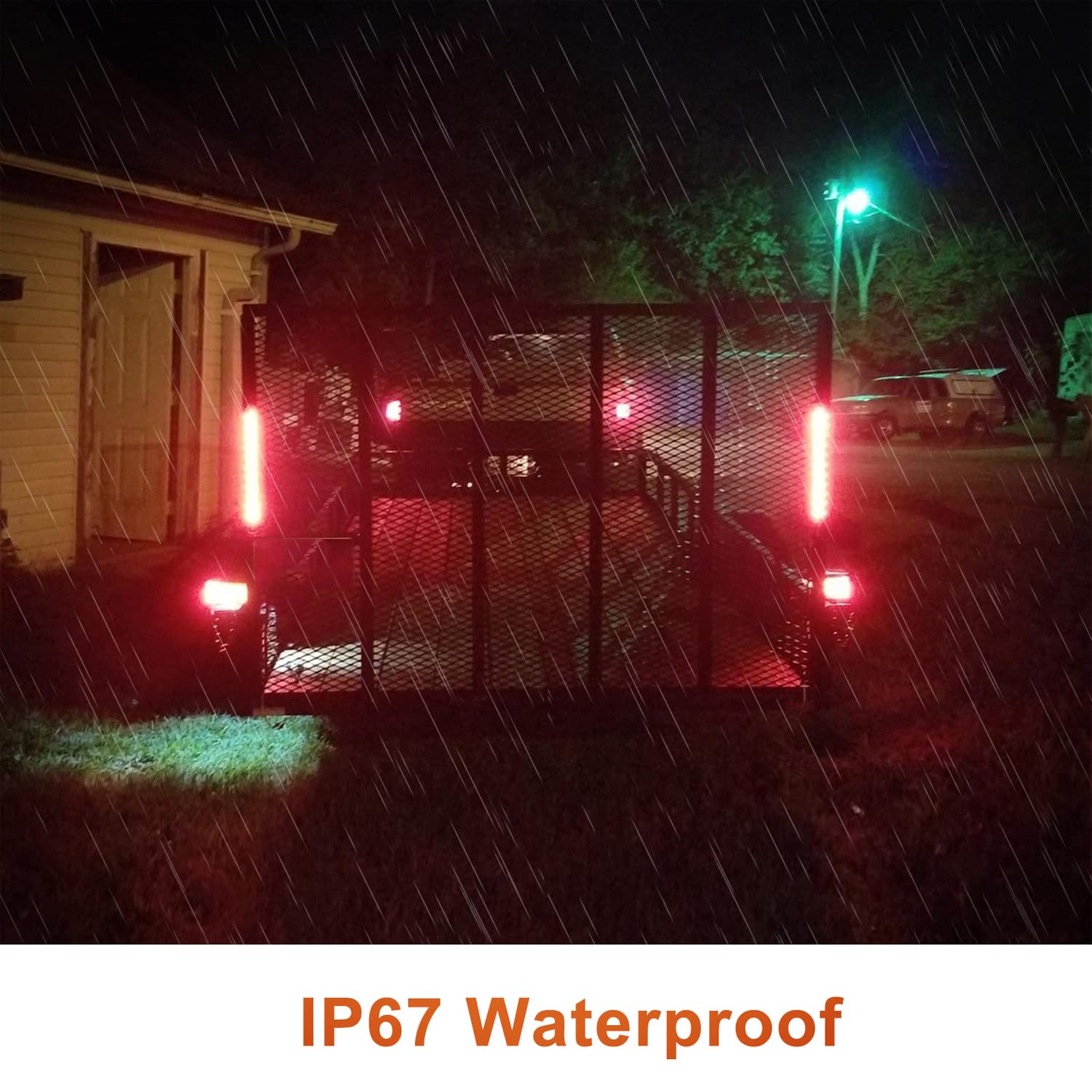 12V Trailer Led Light Kit, 2X Square Led Stop Turn Tail Brake License Plate Running Lights W/ 25Ft Wiring Harness/6X Mini Marker Lights/15&quot; 11Led Trailer Tail Brake Light Bar/License Plate Bracket