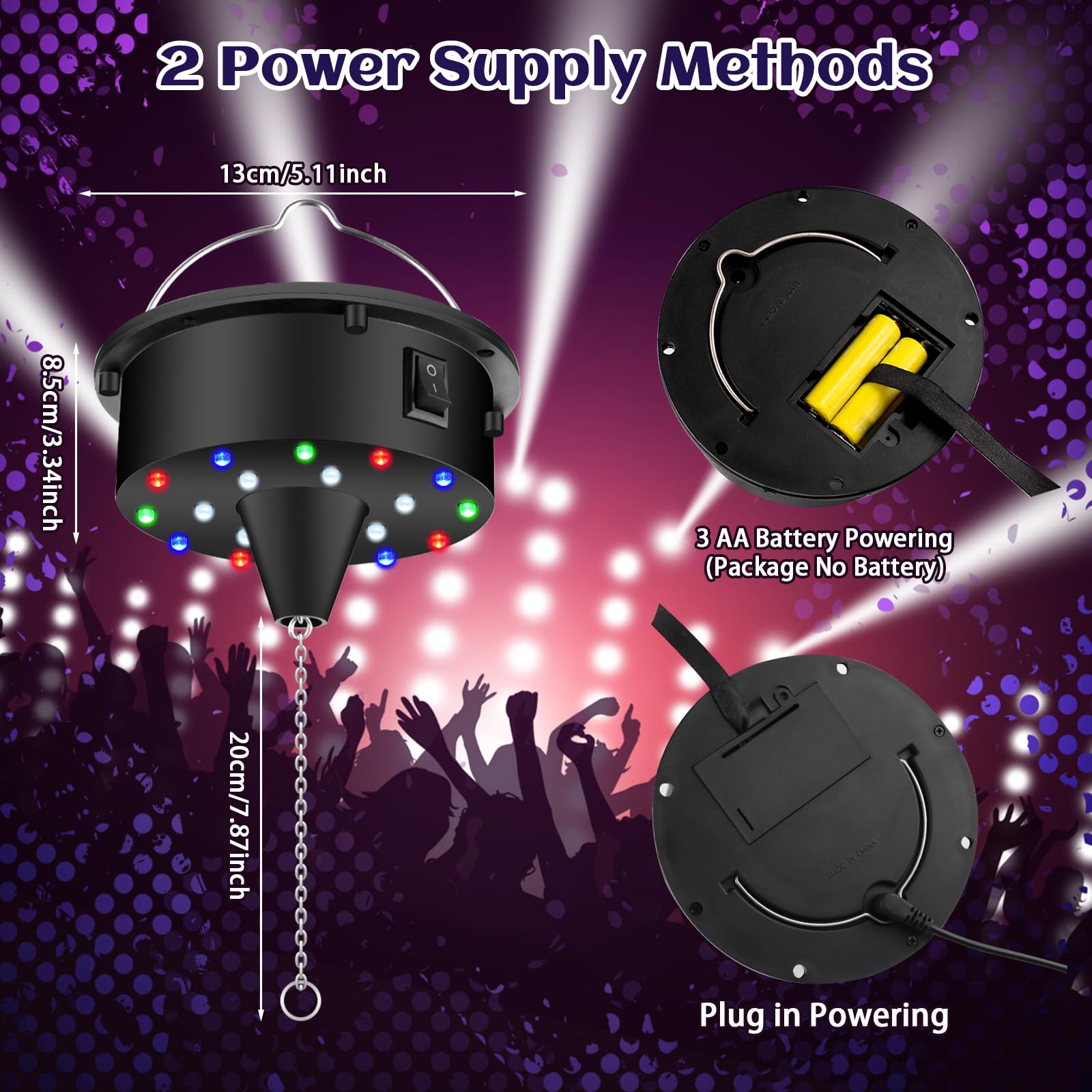 Disco Ball Motor And Light For Dj Party Decor, 10Rpm Rotating Disco Ball Light With 4 Color Lights And 18 Led Beads For Hallowee