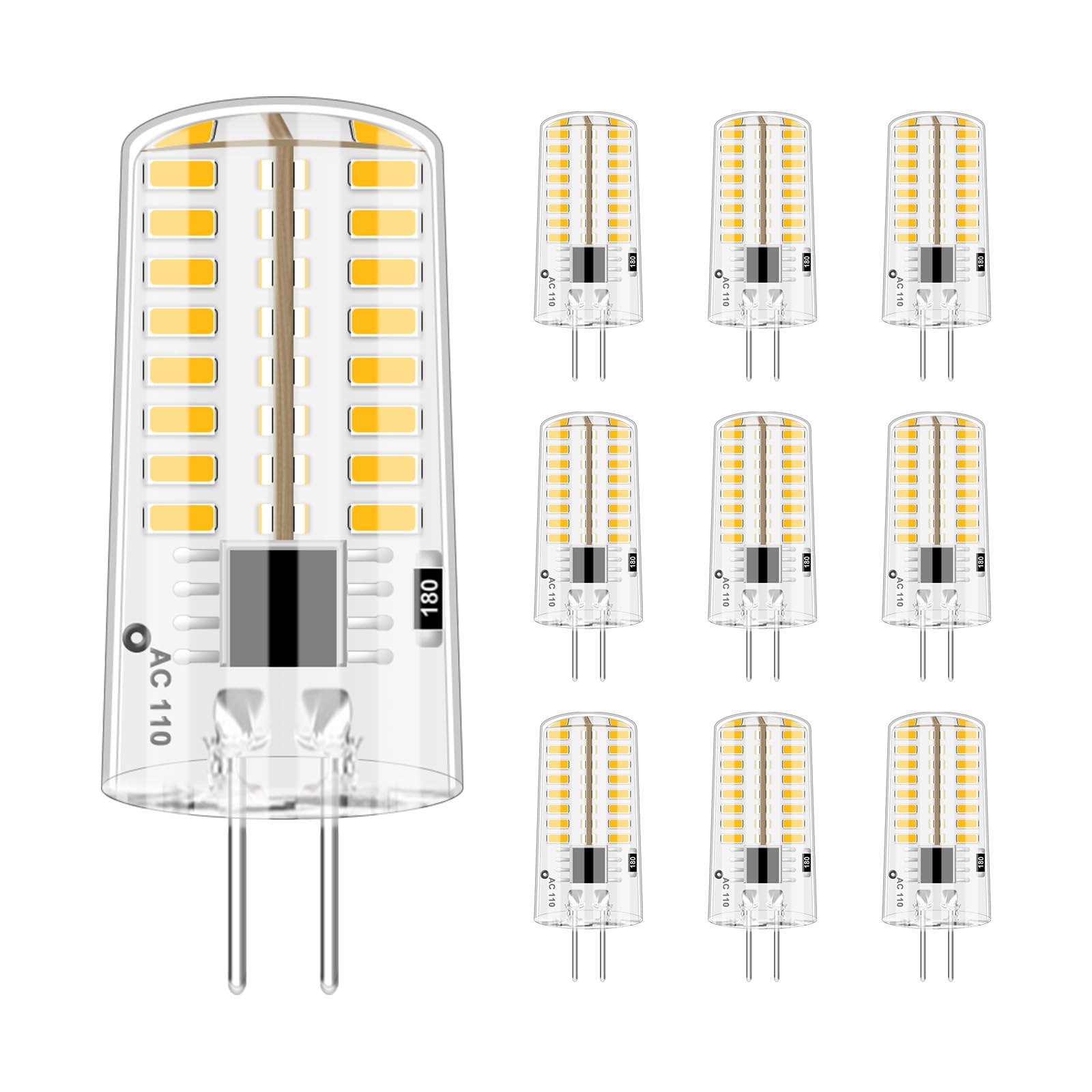 LFLAMPON G4 LED Bulbs, Dimmable, 2.6W Equivalent to 20W, 280 Lumens, 10 pcs, Warm White 3000K,
