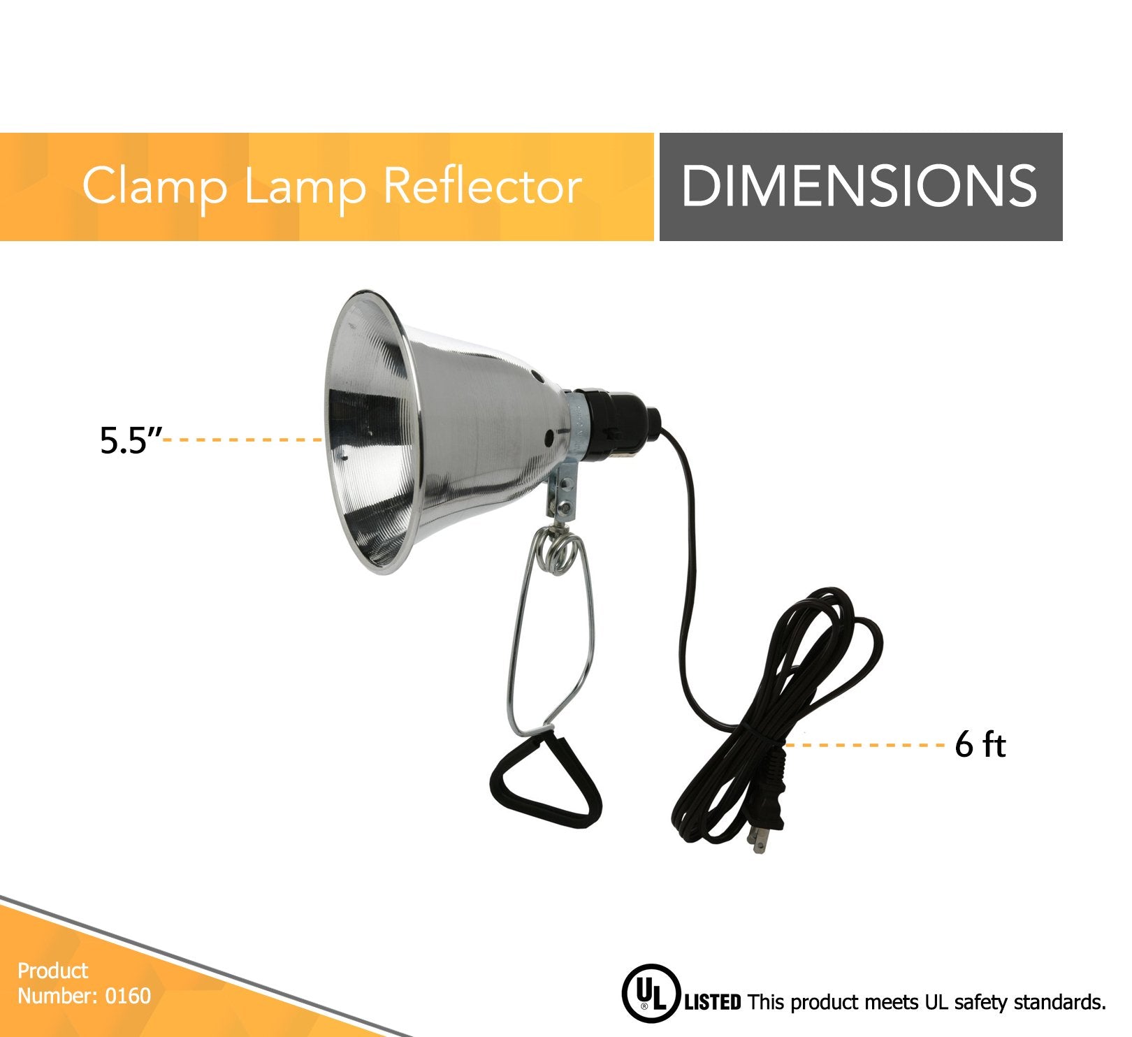 Woods 0160 18/2 SPT-2 Clamp Lamp with 5.5 Inch Reflector, 60 Watt, 6 Foot Cord (Pack of 2)