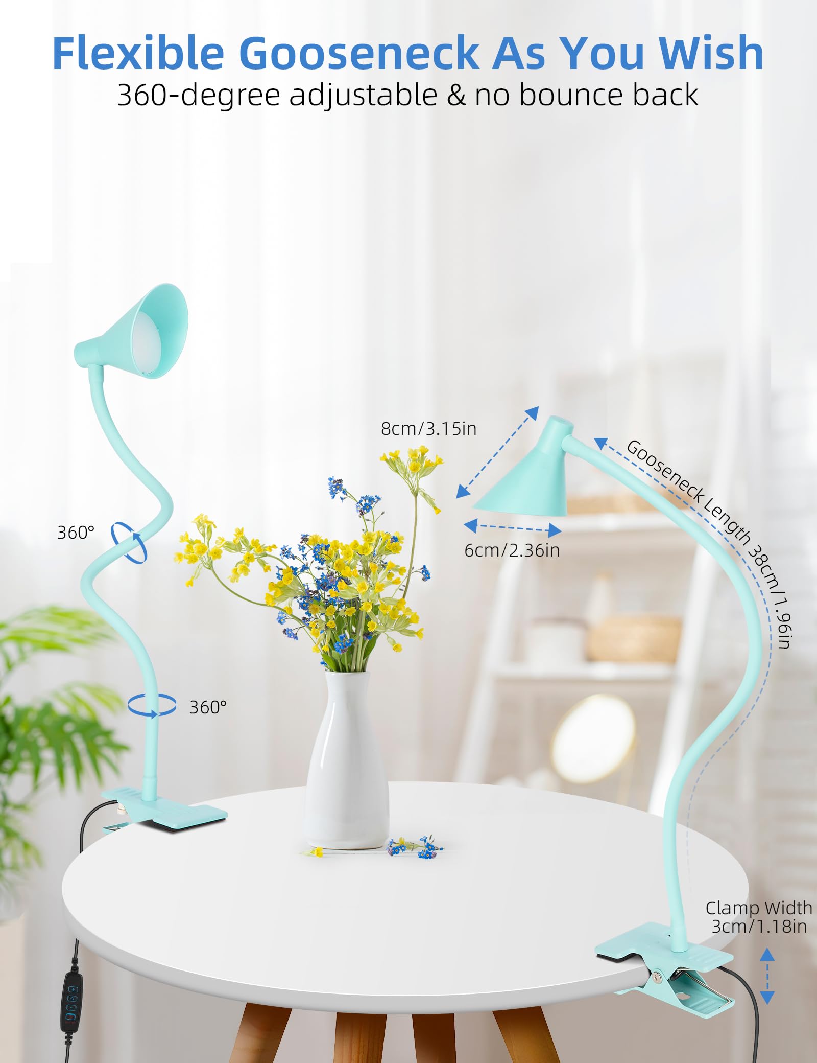 Lifmira Desk Lamp Clip On Lamp For Bed Headboard Reading Light For Bed, 3 Color Modes 10 Dimmable Brightness, Book Light For Rea