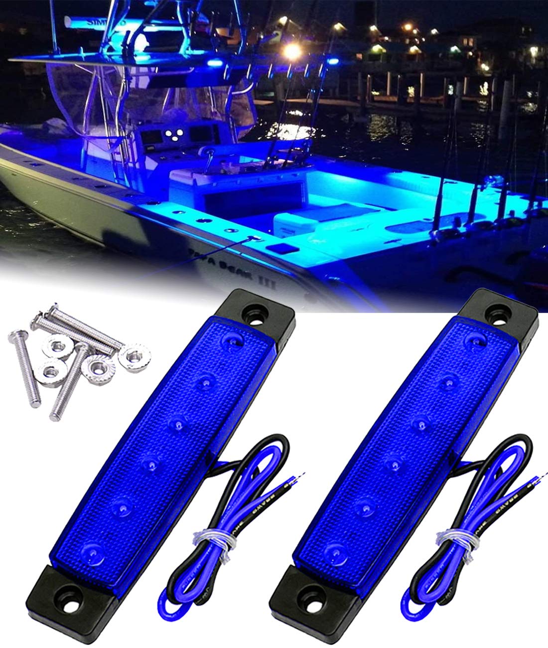 Shangyuan Led Interior Boat Lights, Utility Slim Strip Bar Light Fit Courtesy Lighting Cockpit Lights Navigation Light Blue (Pack Of 2)