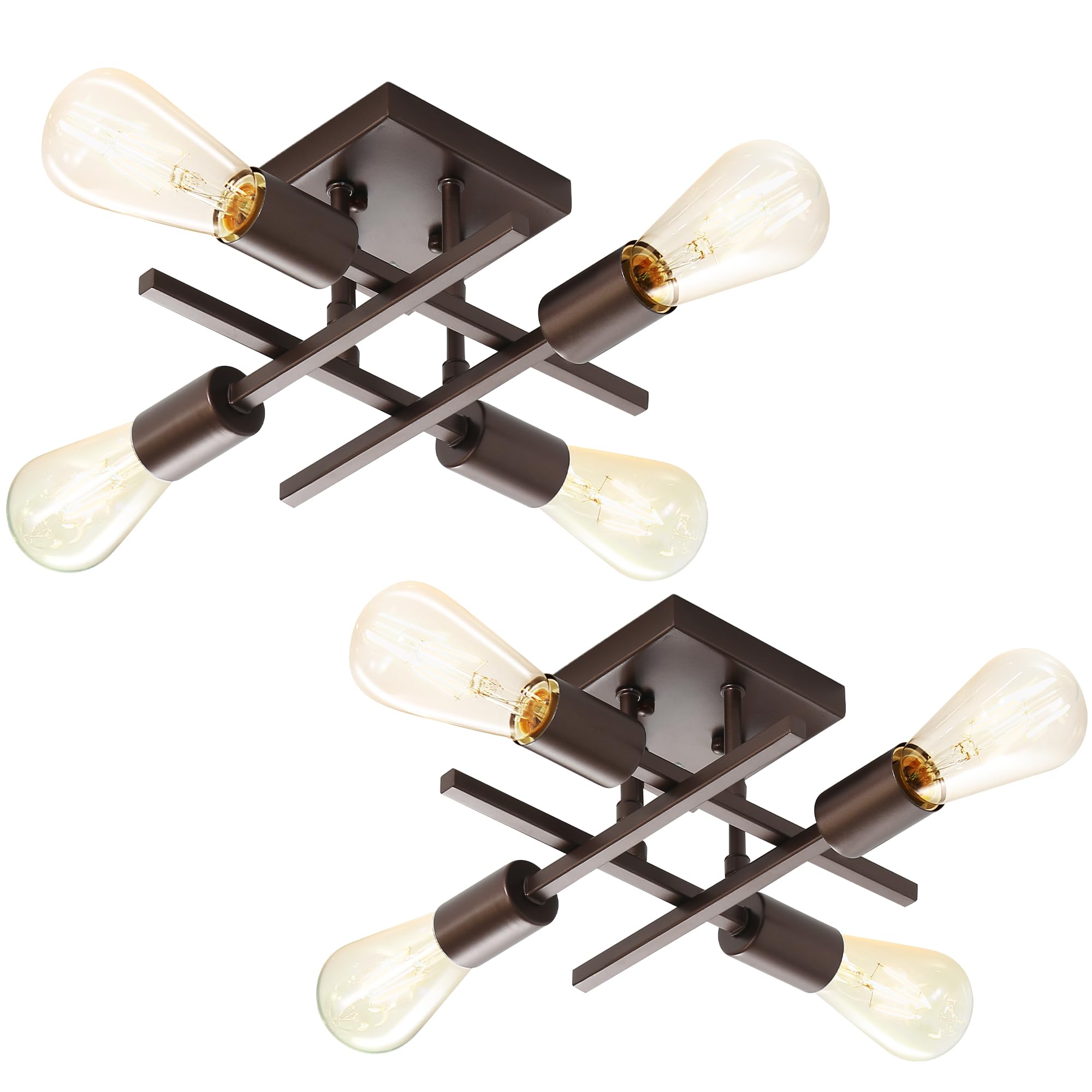 Eidonta 4-Light Semi Flush Mount Ceiling Light, Oil-Rubbed Bronze, Metal, 2 Pack