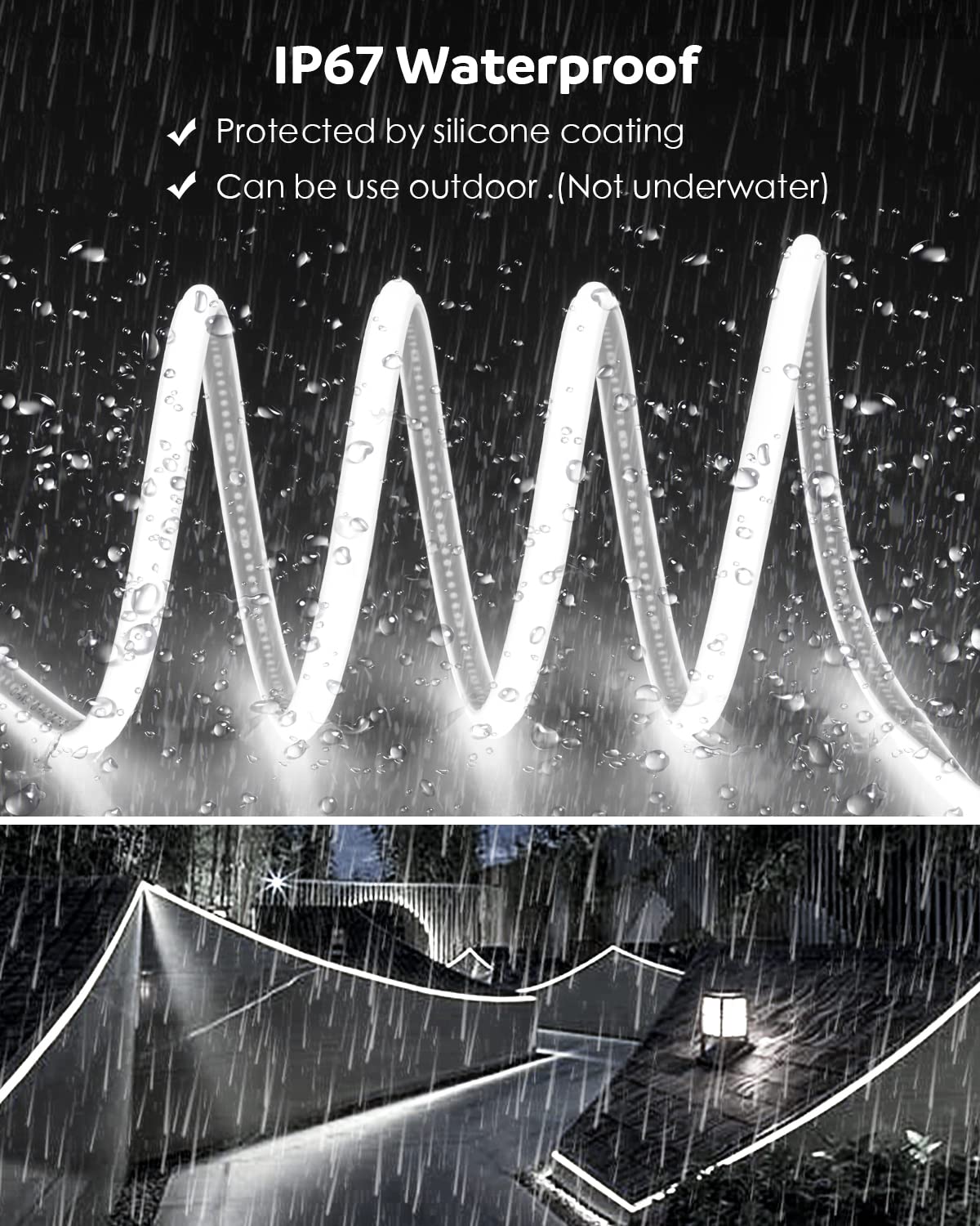 Aclorol 20M White Cob Led Strip Lights Outdoor Waterproof Flexible Fcob Cob Light Strip Dimmable Cold White Ac 100-120V 6000K Fo