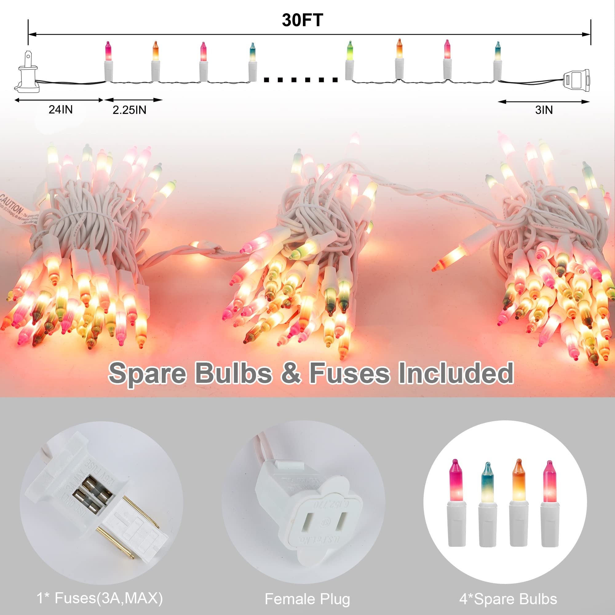 Ljlnion 3 Sets Easter String Lights, 150 Count 30 Ft Each White Wire Mini Pastel Fairy Lights, 120V Ul Certified Connectable Xma