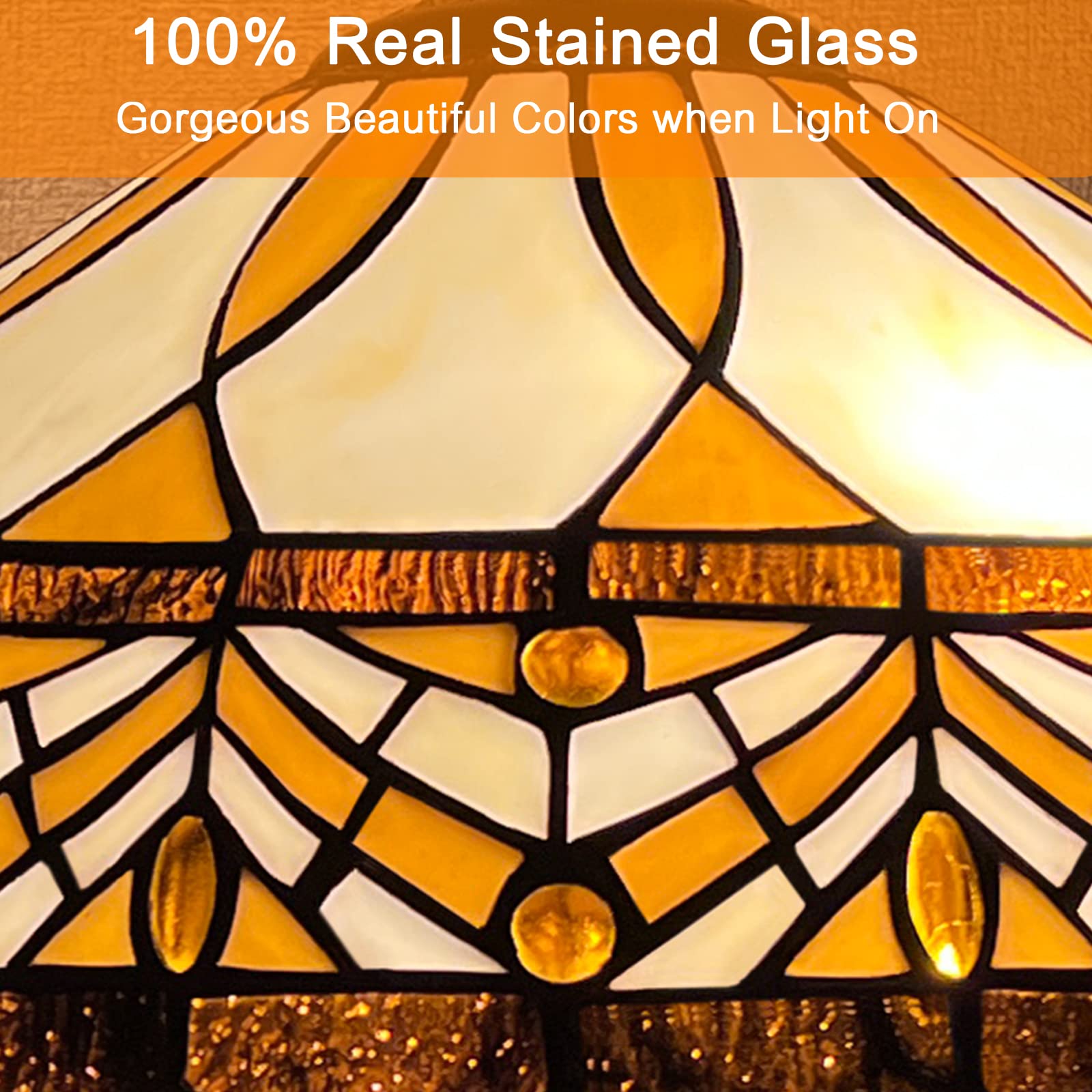 Capulina Tiffany Lamp Stained Glass Table Lamp 16X16X24 Inches 3-Light Mother-Daughter Vase Antique Style Desk Reading Light Decor For Home Office Bedroom Living Room
