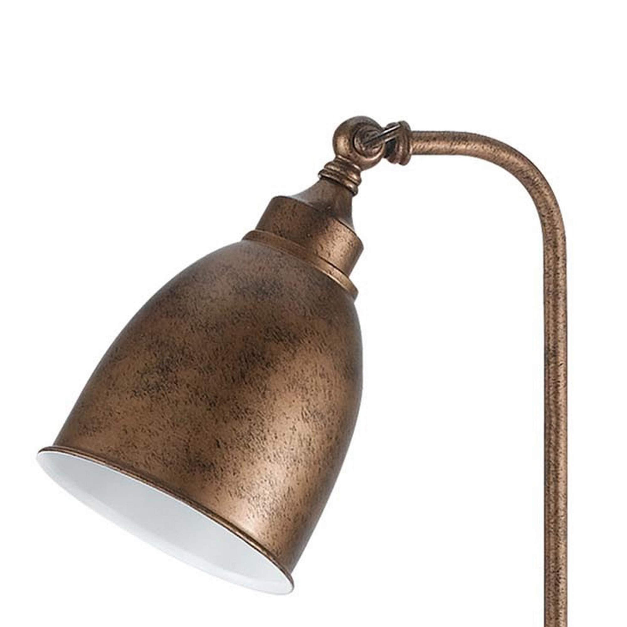 Benjara Metal Round 25" Table Lamp With Adjustable Pole, Bronze