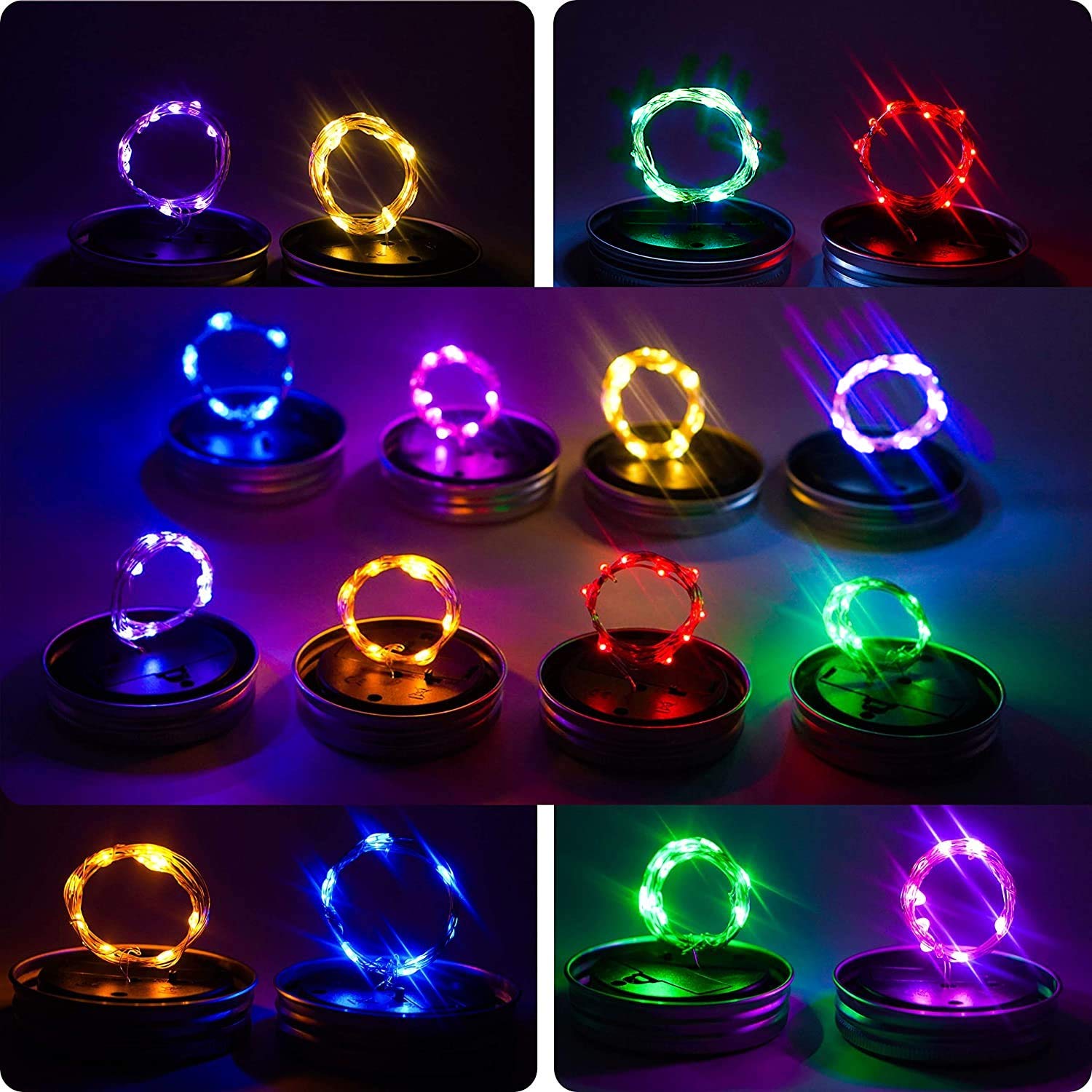 Znycye Mason Jar Solar Lights For Outside, 12 Pack 30Led Fairy Firefly Lights Mason Jar Solar Lids Outdoor Waterproof String Lig