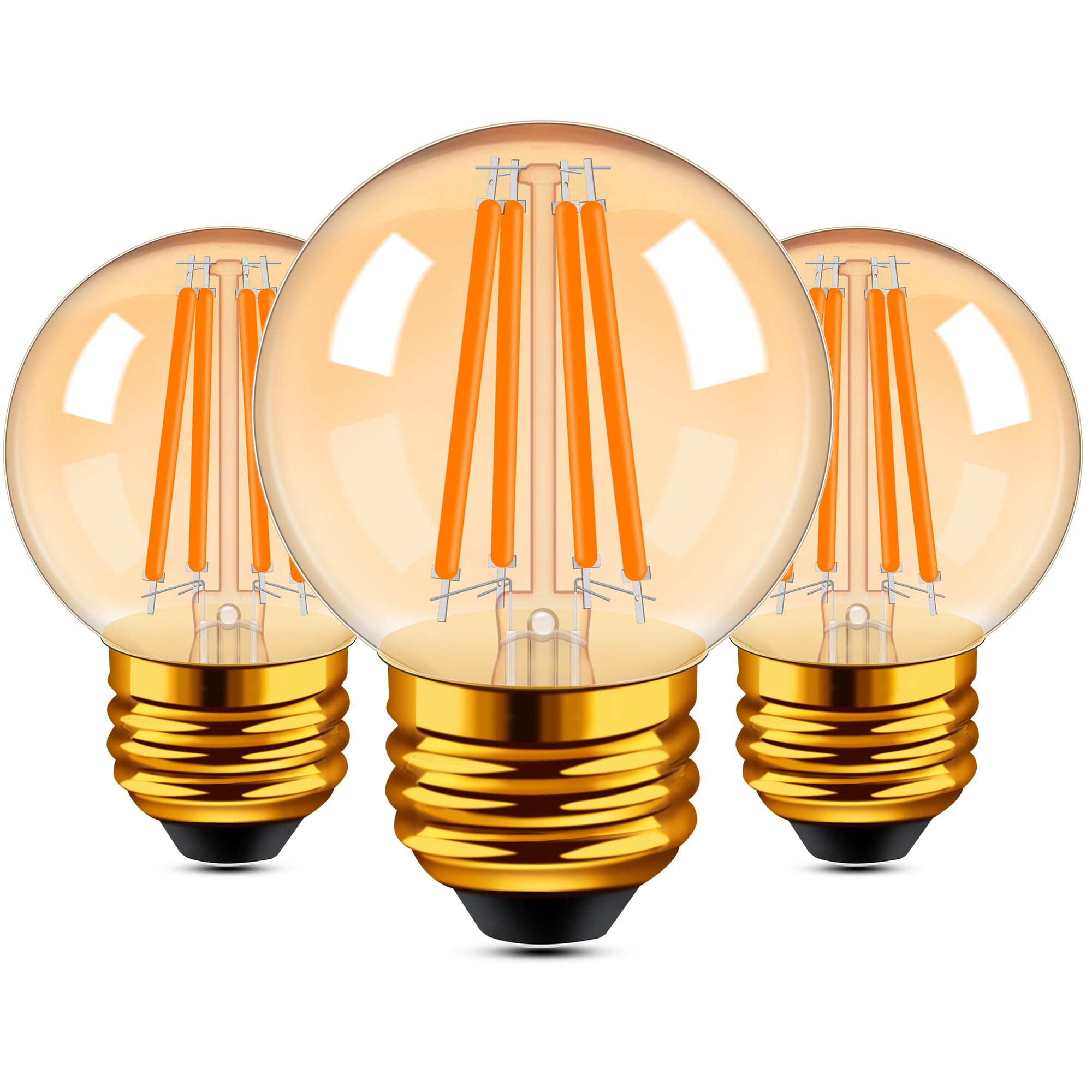 Grensk Dimmable Amber Led Light Bulbs 60 Watt, G16.5 E26 Standard Screw Base 6W Vintage Edison Light Bulbs,2700K Warm White Smal