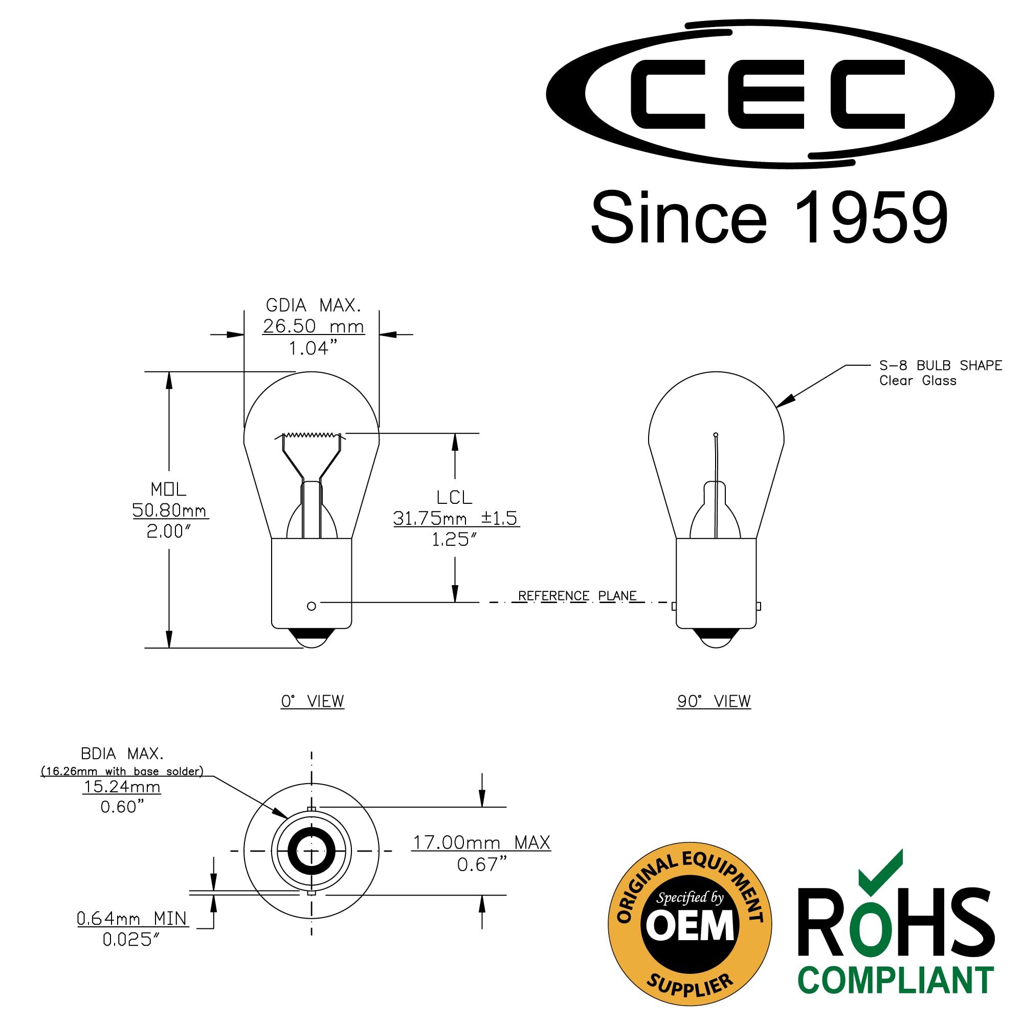 CEC Industries 1141 Miniature Bulb, Warm White, 12.8V, 18.4W, 10-Pack, Plastic