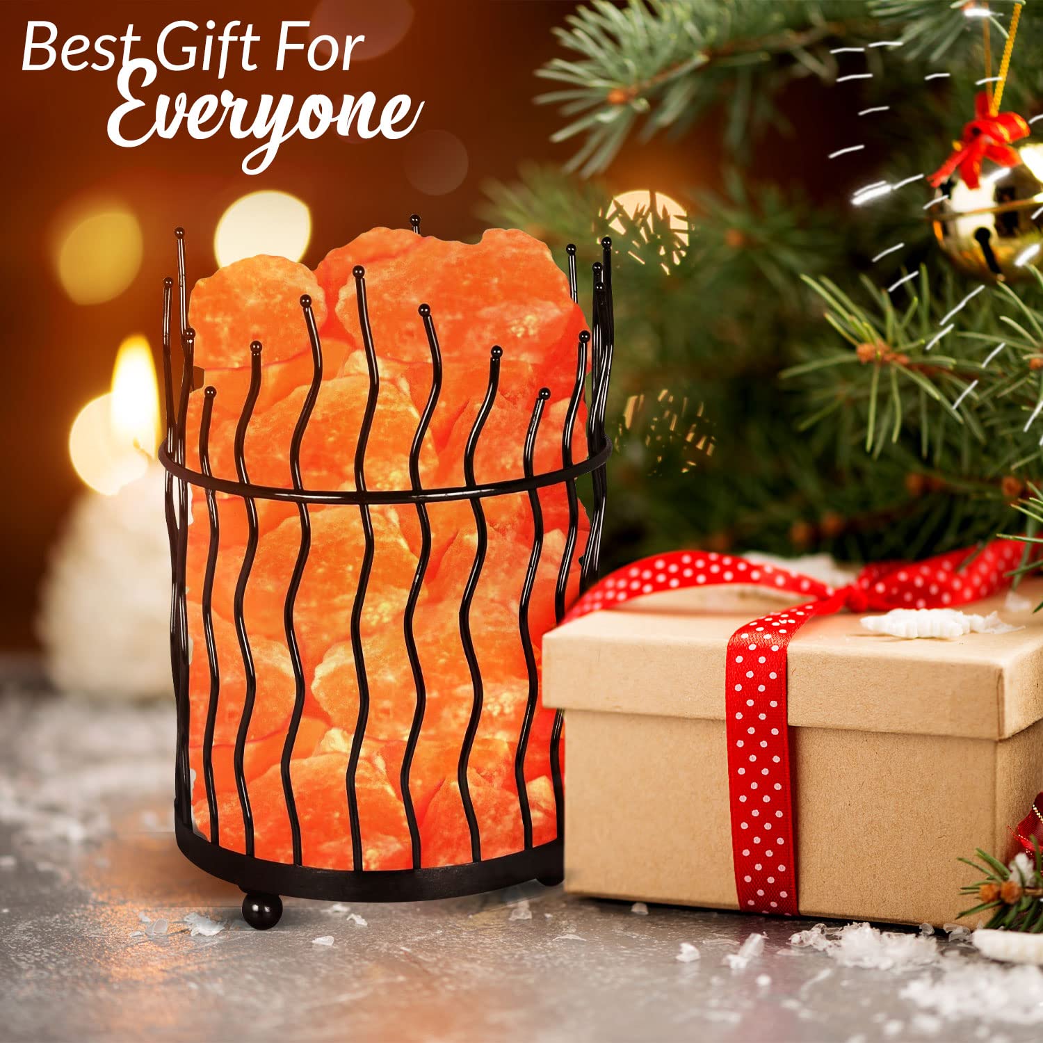 Himalayan Glow 1332 Piller Salt Basket Lamp, Standard, Amber Glow