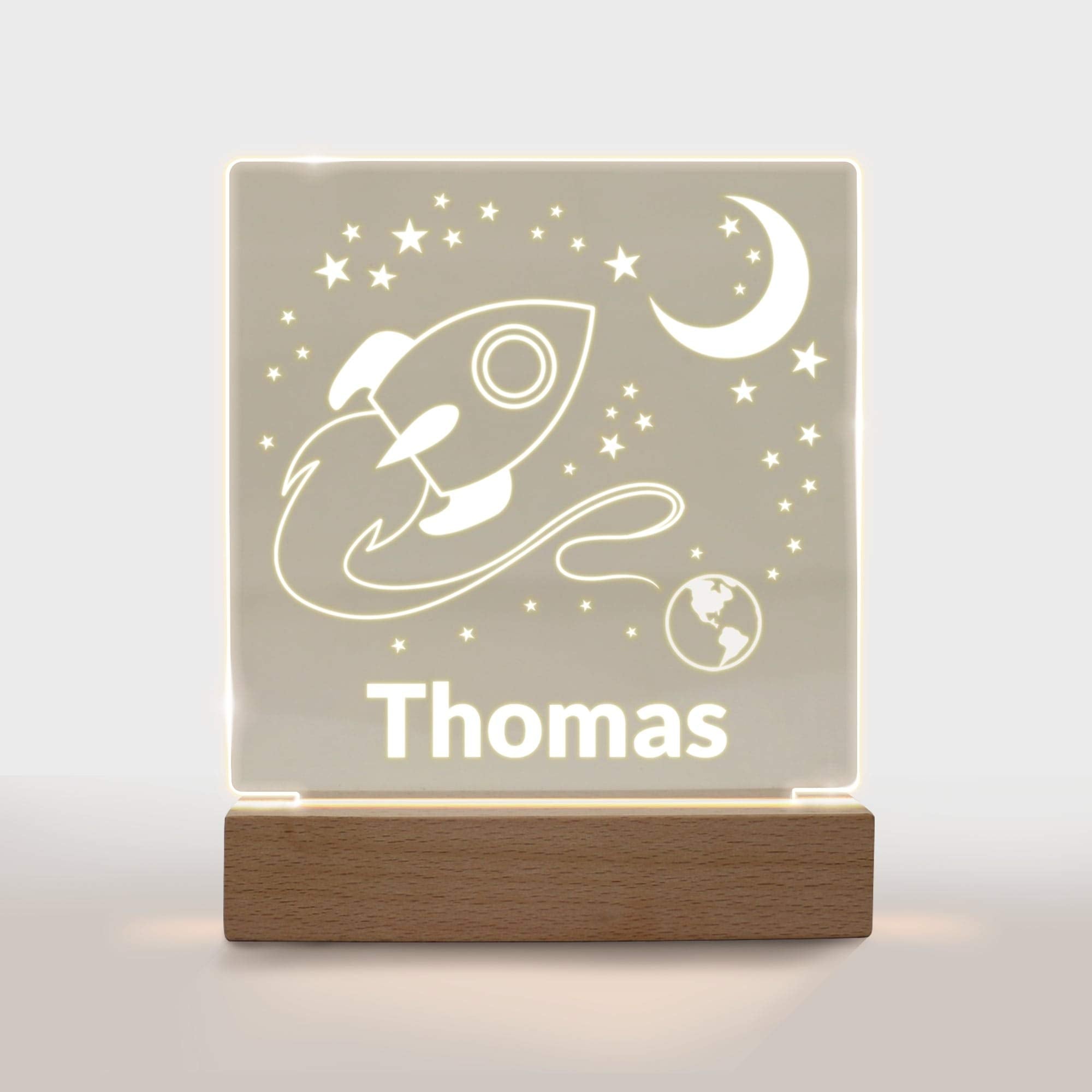 Personalized Night Light For Kids Girls Boys Customized Gifts For Baby Bedroom Rocket Spaceship
