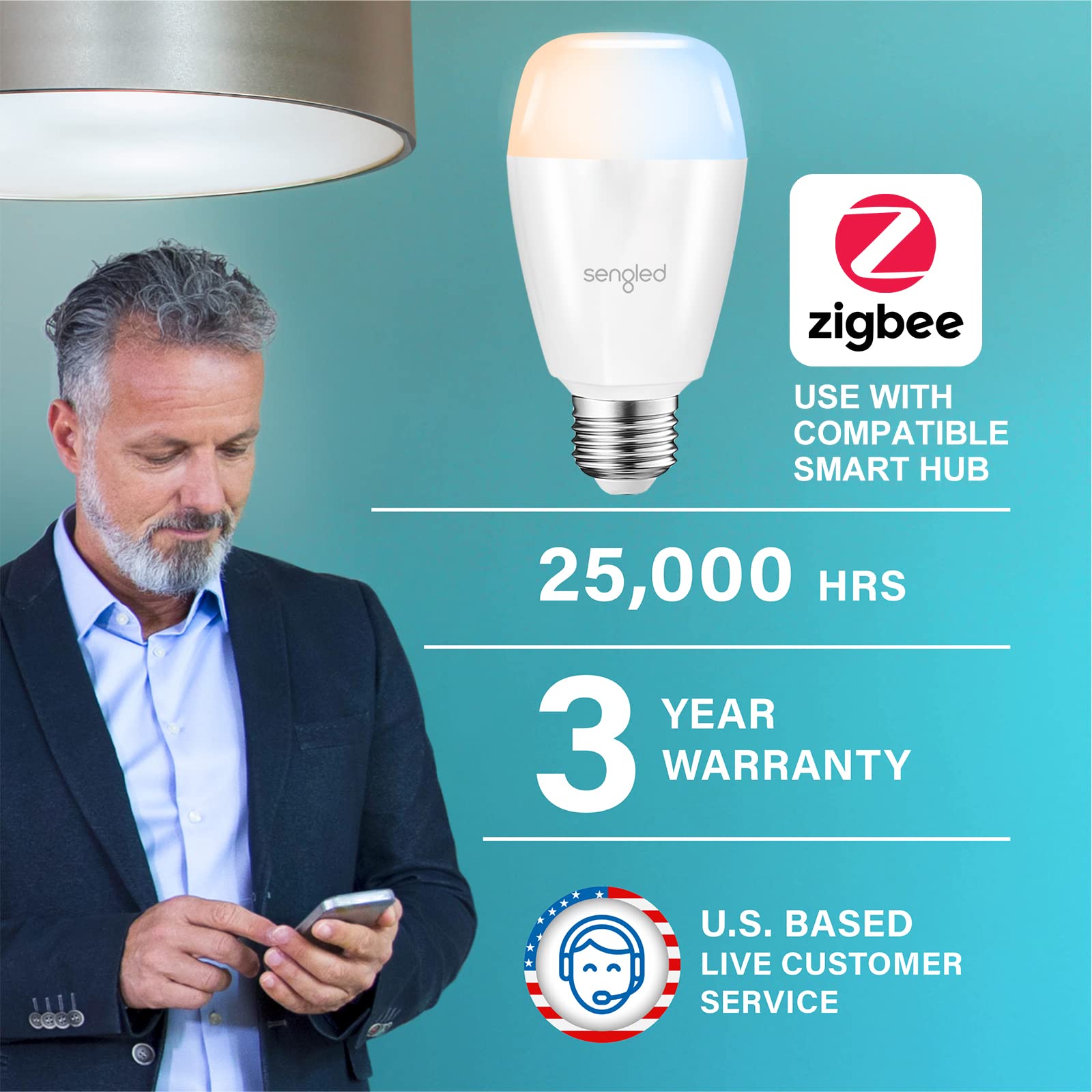 Sengled Zigbee Smart Bulbs, Tunable White 2700K~6500K, Hub Required, Dimmable Via Wall Switch, Works With Smartthings And Echo P