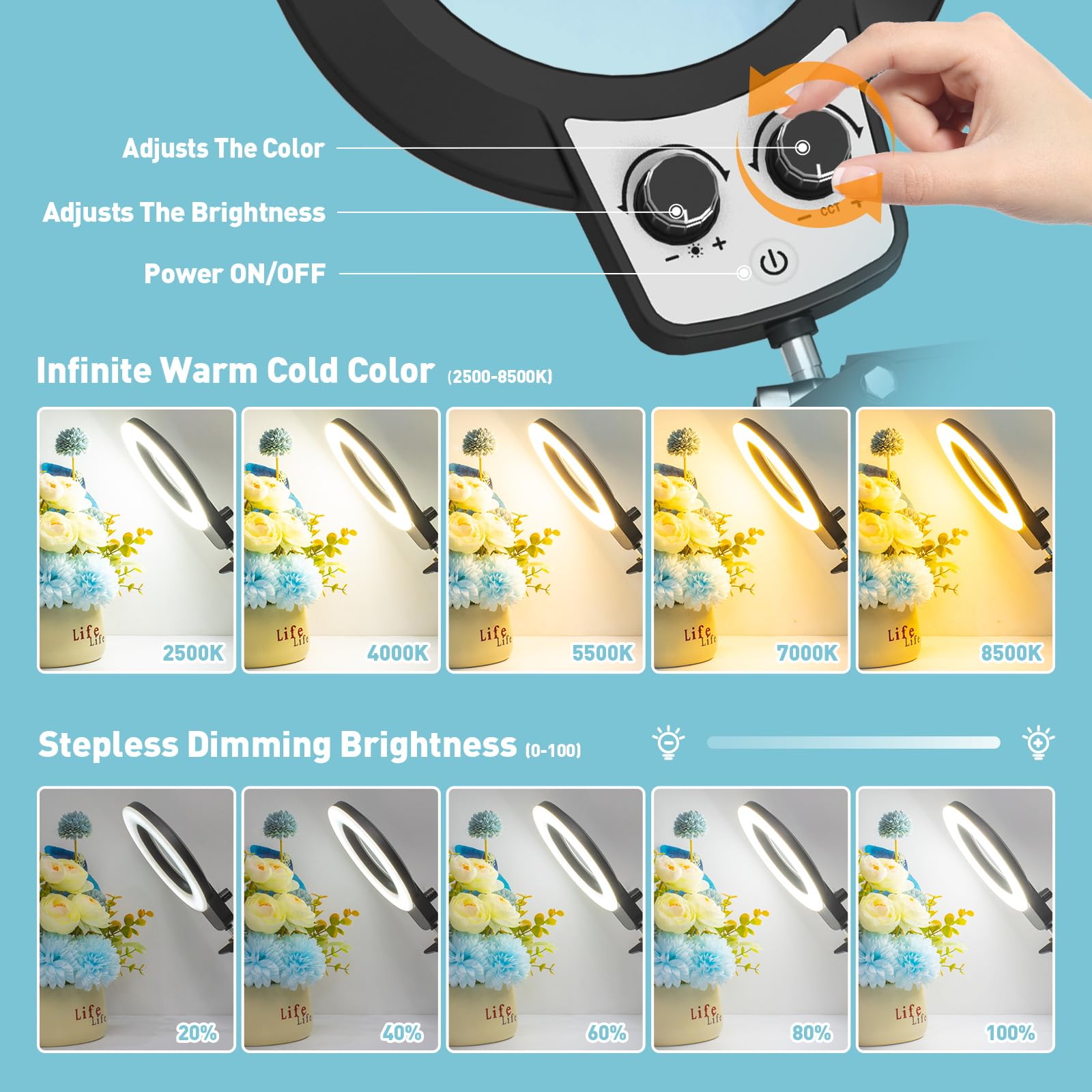 10X Magnifying Glass With Light And Stand, Soldering Helping Hands Repair Mat, Any Color Stepless Dimming Magnifying Lamp, 4 Pcb