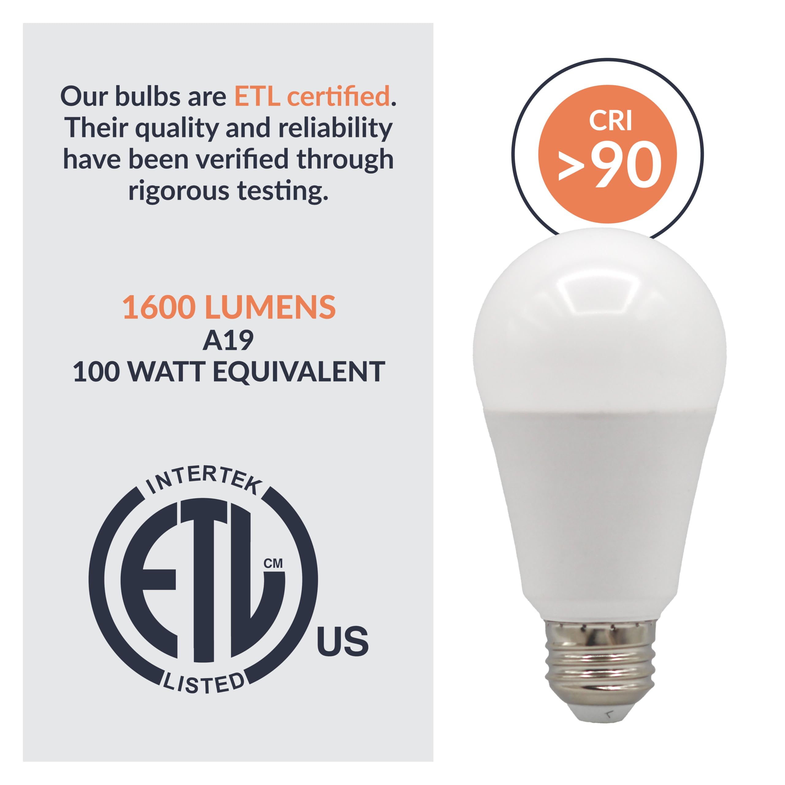 Newhouse Lighting 100 Watt Equivalent 2700K 1600-Lumen A19, E26 Base, Dimmable Led Light Bulb E26A19-100Wd, Ideal Light For Bedr