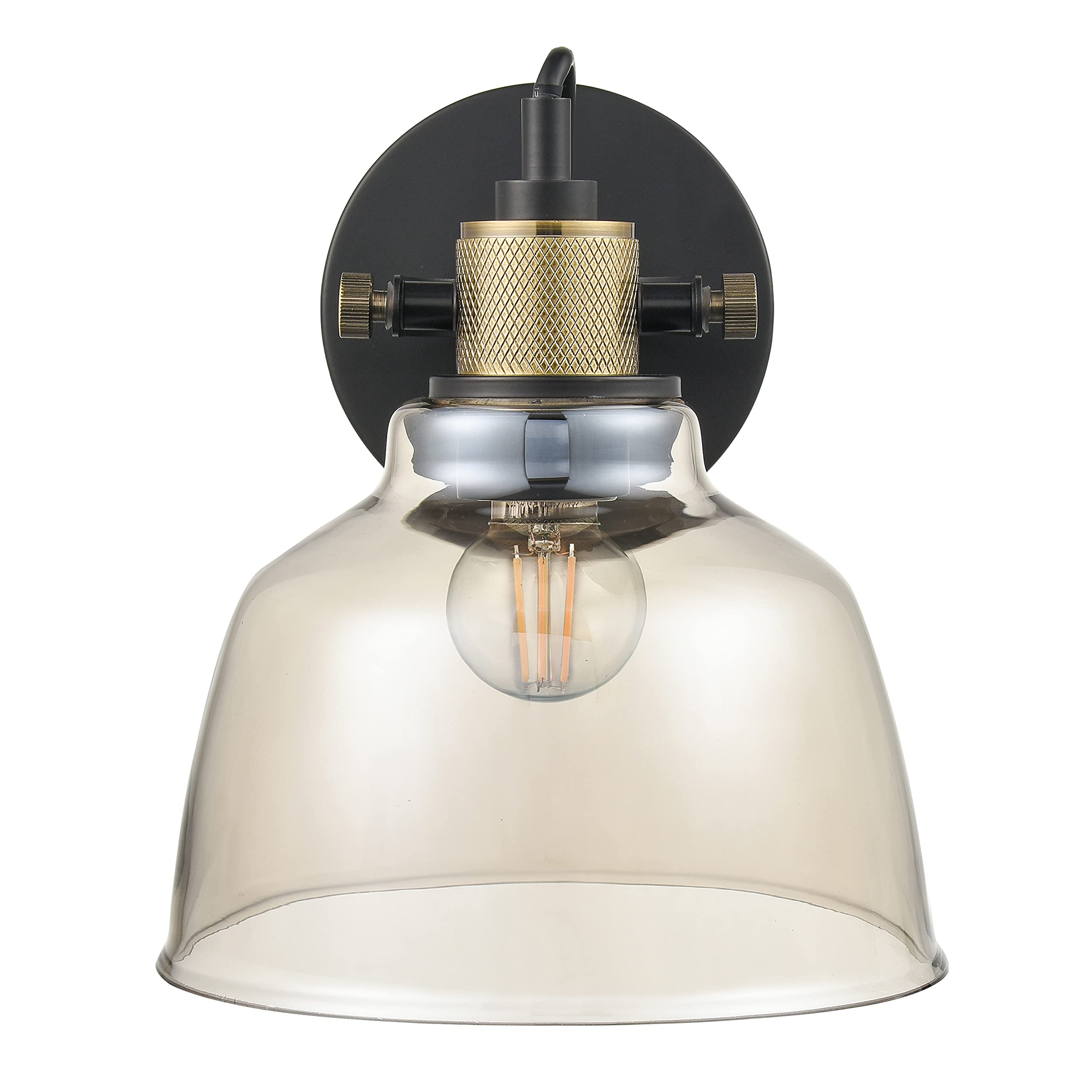 Light Society Arie Wall Sconce, Iron, Model LS-W528-CG-BRS, Black/Brass/Cognac
