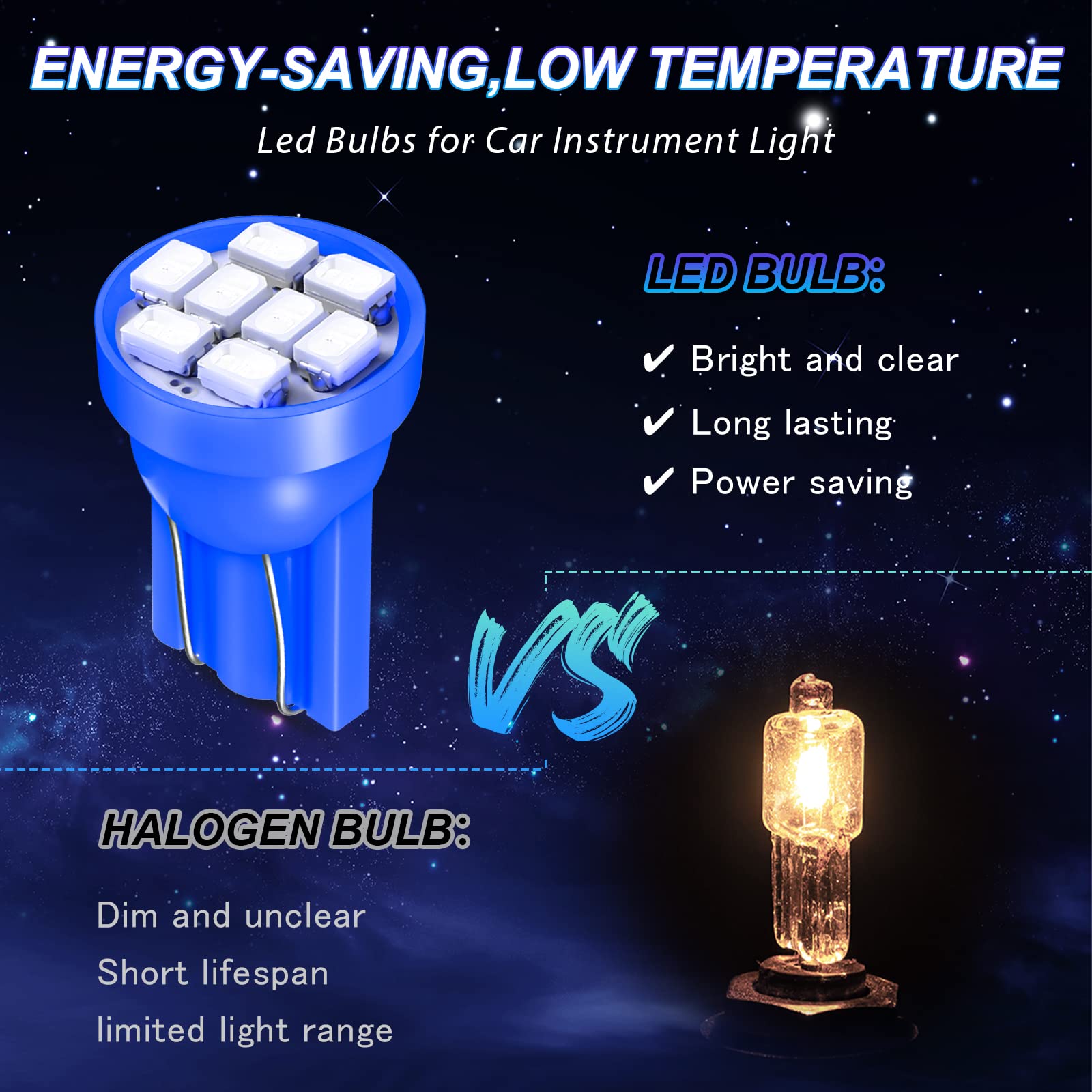 Frienda 40 Pieces T10 194 168 Led Dash Instrument Light Bulbs With Twist Lock Socket Instrument Cluster Light Bulbs For Dashboard Instrument Panel Gauge Cluster Indicator Led Dome Light Bulbs (Blue)