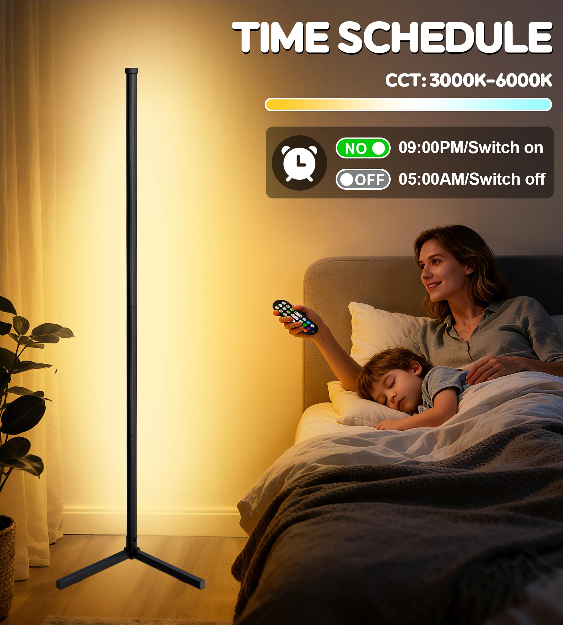 Lansuper Uplighter Corner Floor Lamp  Smart Rgb Led Corner Floor Lamp Modern Projector Floor Lamp With App & Remote Ambient Lighting Color Changing Standing Lamp With Music Sync For Living Room