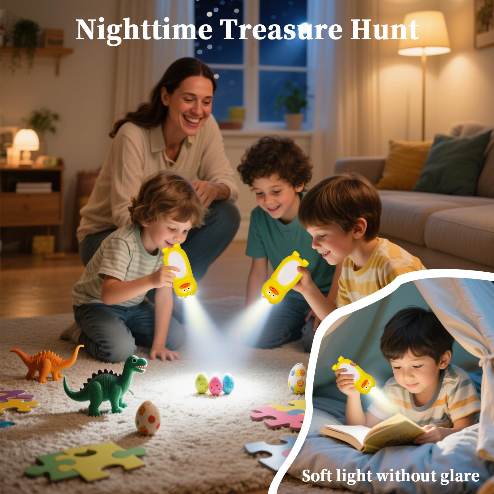 KunHe Mini LED Flashlights - 4 Pack Stocking Stuffers for Kids, Multicolor, Model AN4, Perfect for Christmas Camping Gifts