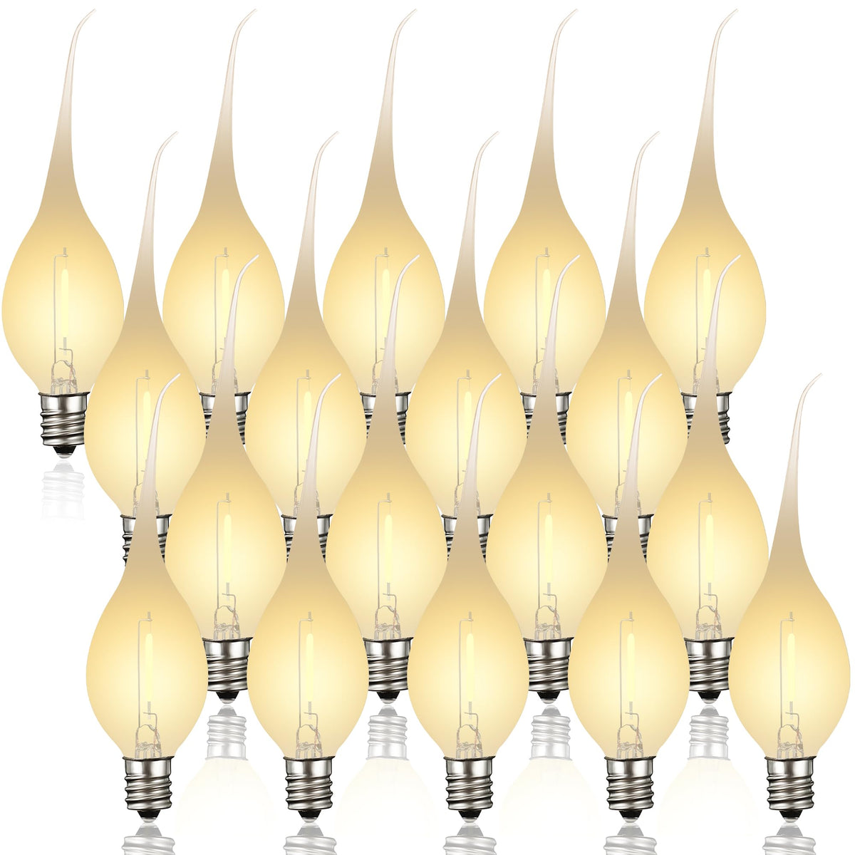 Meonum 18 Pcs Silicone Dipped Candle Light Bulbs, Led Silicone Candle Bulbs, 0.7 Watts Chandelier Light, C7 Lamps, E12 120V Whit
