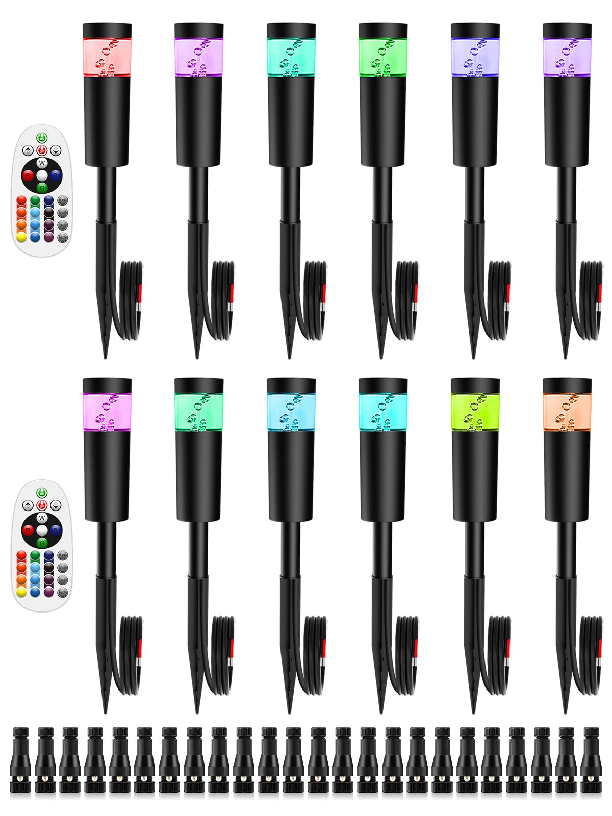 Doreio 5W Rgbw Led Landscape Path Lights, 12 Pack, Waterproof Color Changing Garden Lights