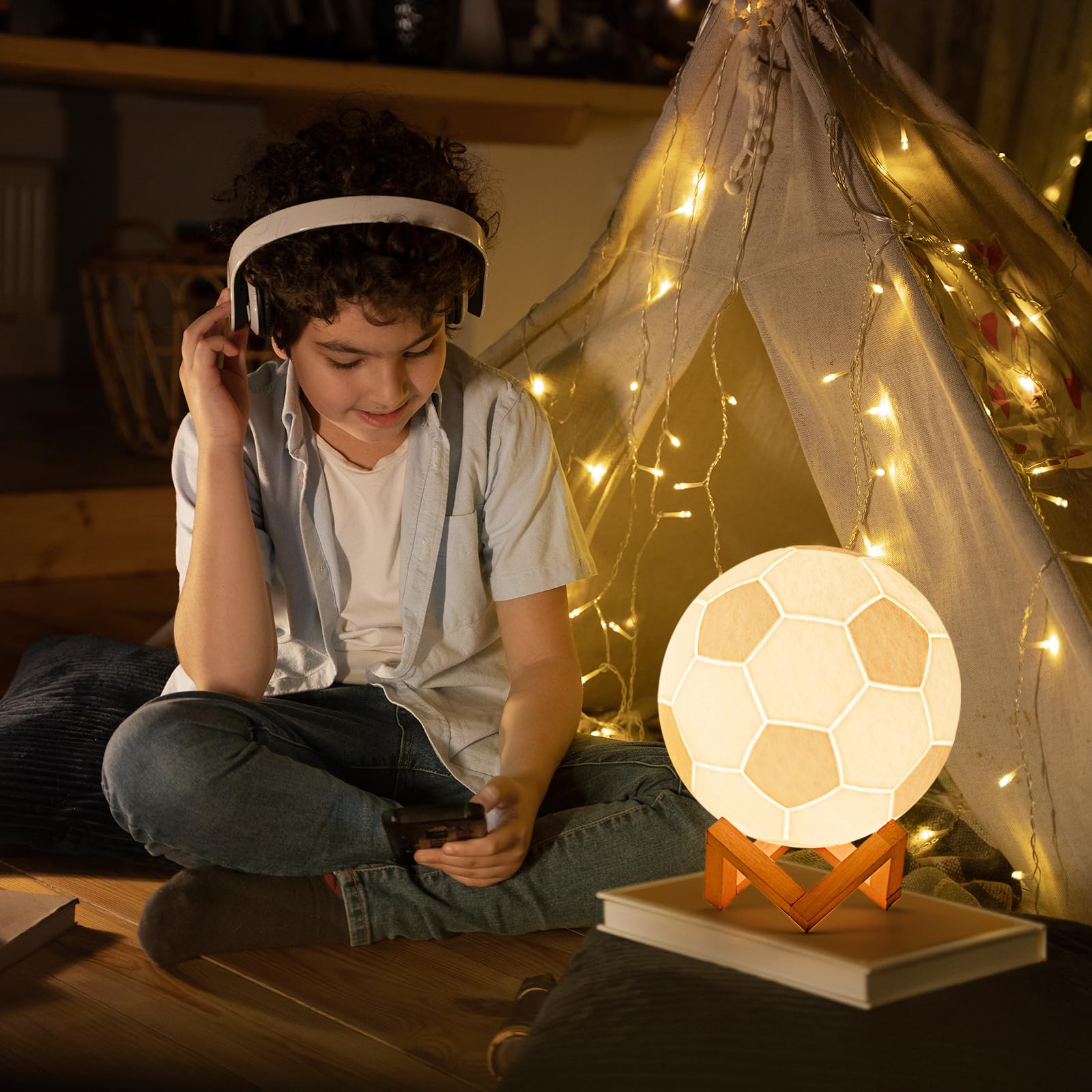 Mydhall Soccer 3D Night Light,16 Colors Soccer Light Toys Sport Fan Soccer Decor For Boys Room Birthday Gift Lamp (7.1Inches), F