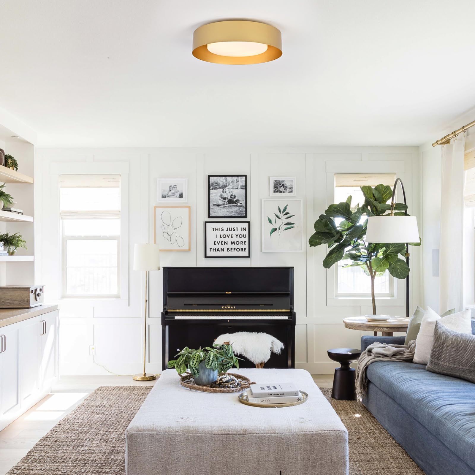 Mivenda Modern Flush Mount Ceiling Light Minimalist Close To Ceiling Lighting Fixture Gold Circular Ceiling Lamp For Bedroom Dining Room Entry Hallway Balcony  Bathroom (16.5)