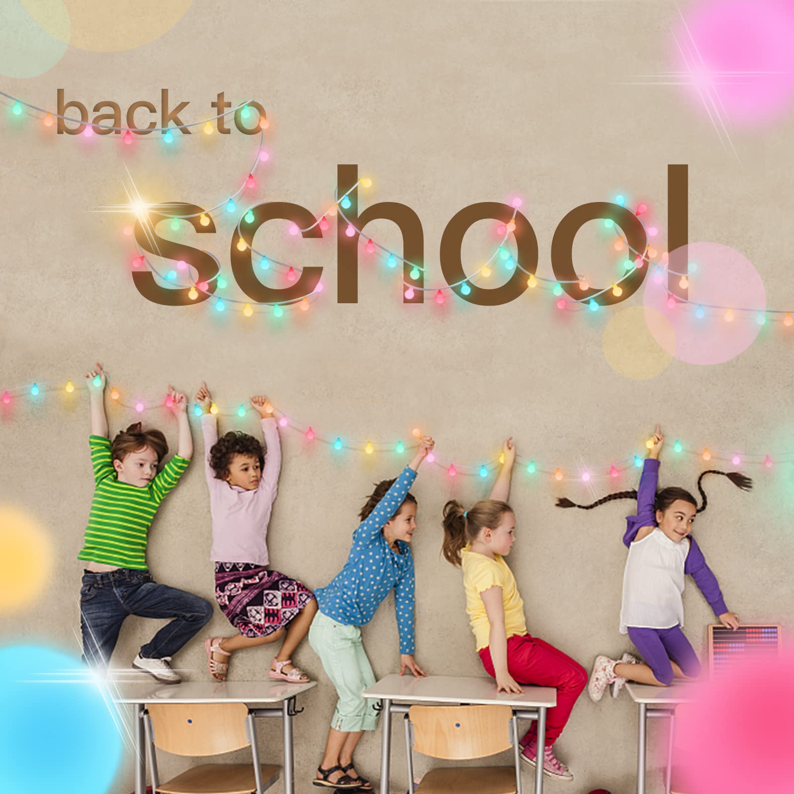 Suddus Globe String Lights Bedroom, 100 Led Battery Powered Fairy Lights, Indoor String Lights For Classroom, Backyard, Patio, Garden, Party, Bedroom, Living Room, Easter, 6 Colorful Light