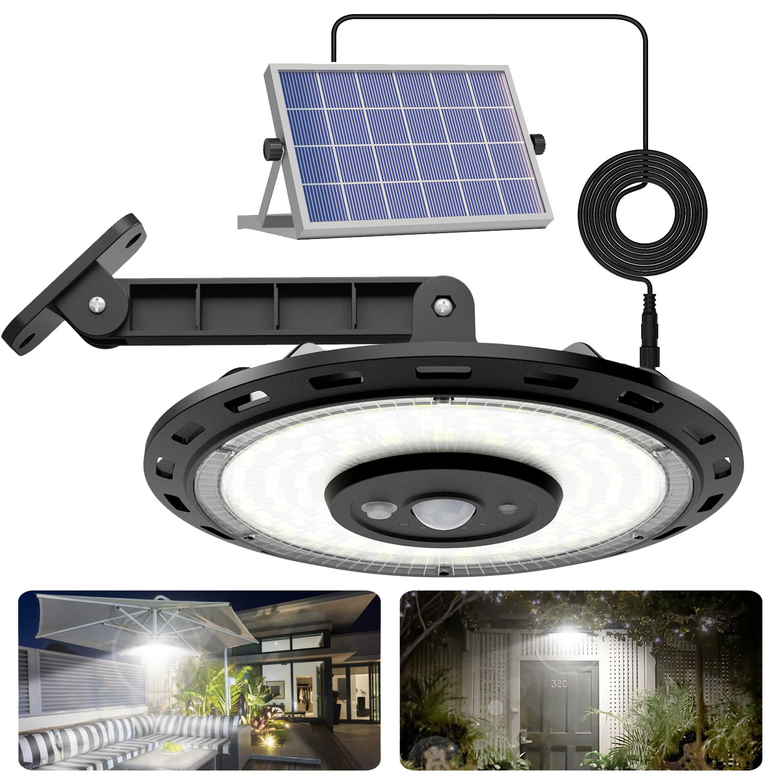 Fabstyl 3000Lm Solar Light, Waterproof Motion Sensor, Dimmable Remote, Indoor & Outdoor Use