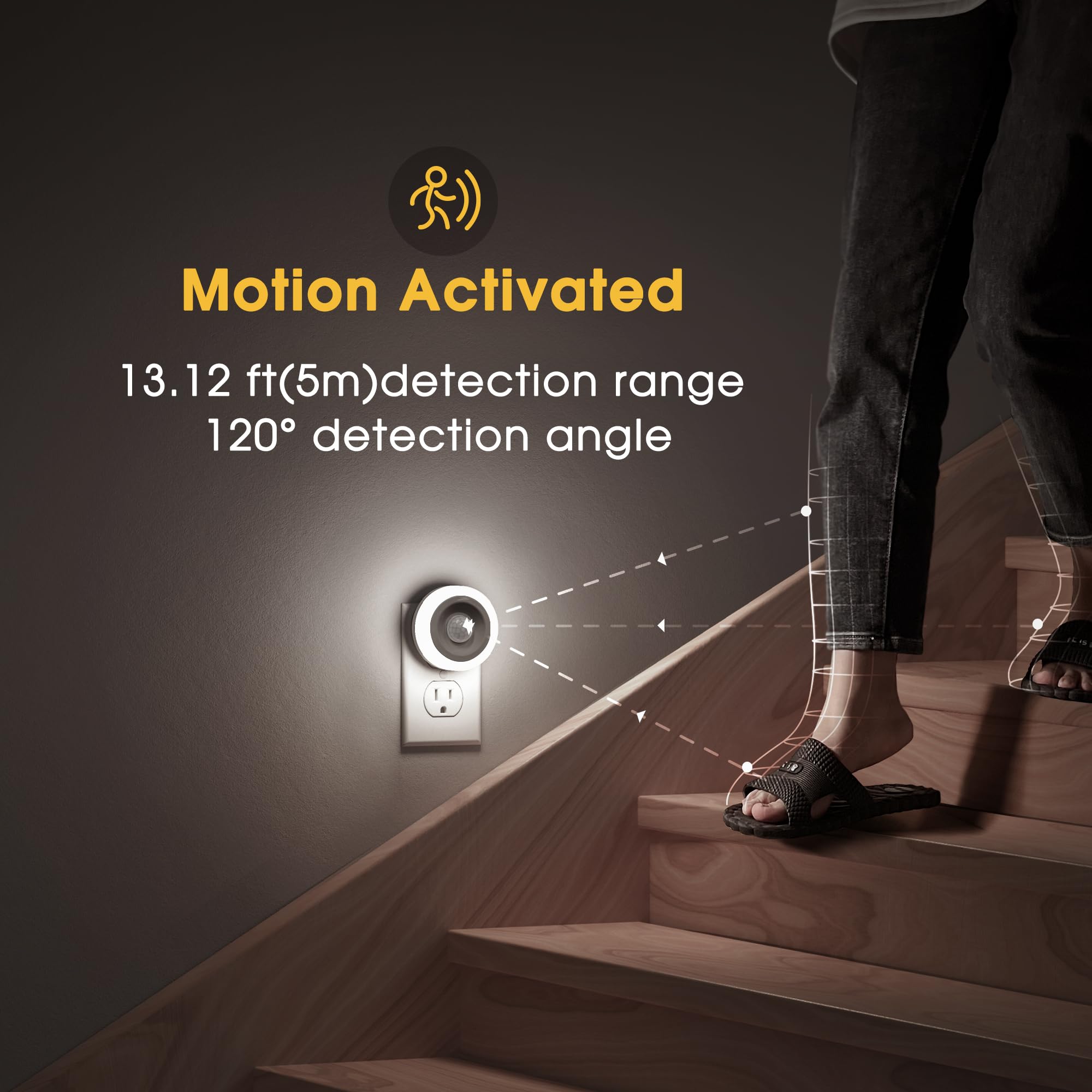 Briignite Motion Sensor Night Light 4 Pack - Auto On/Off Led Nightlights For Kids & Home