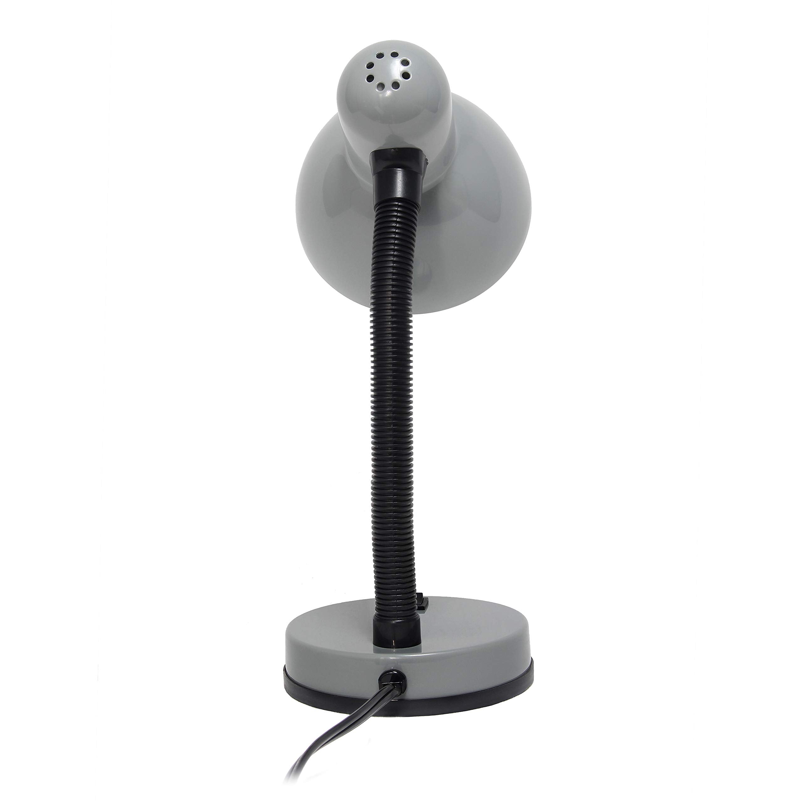 Simple Designs LD1003-SLV-LB Silver Metal Desk Lamp with Flexible Neck, 14.25", Includes Feit LED Bulb