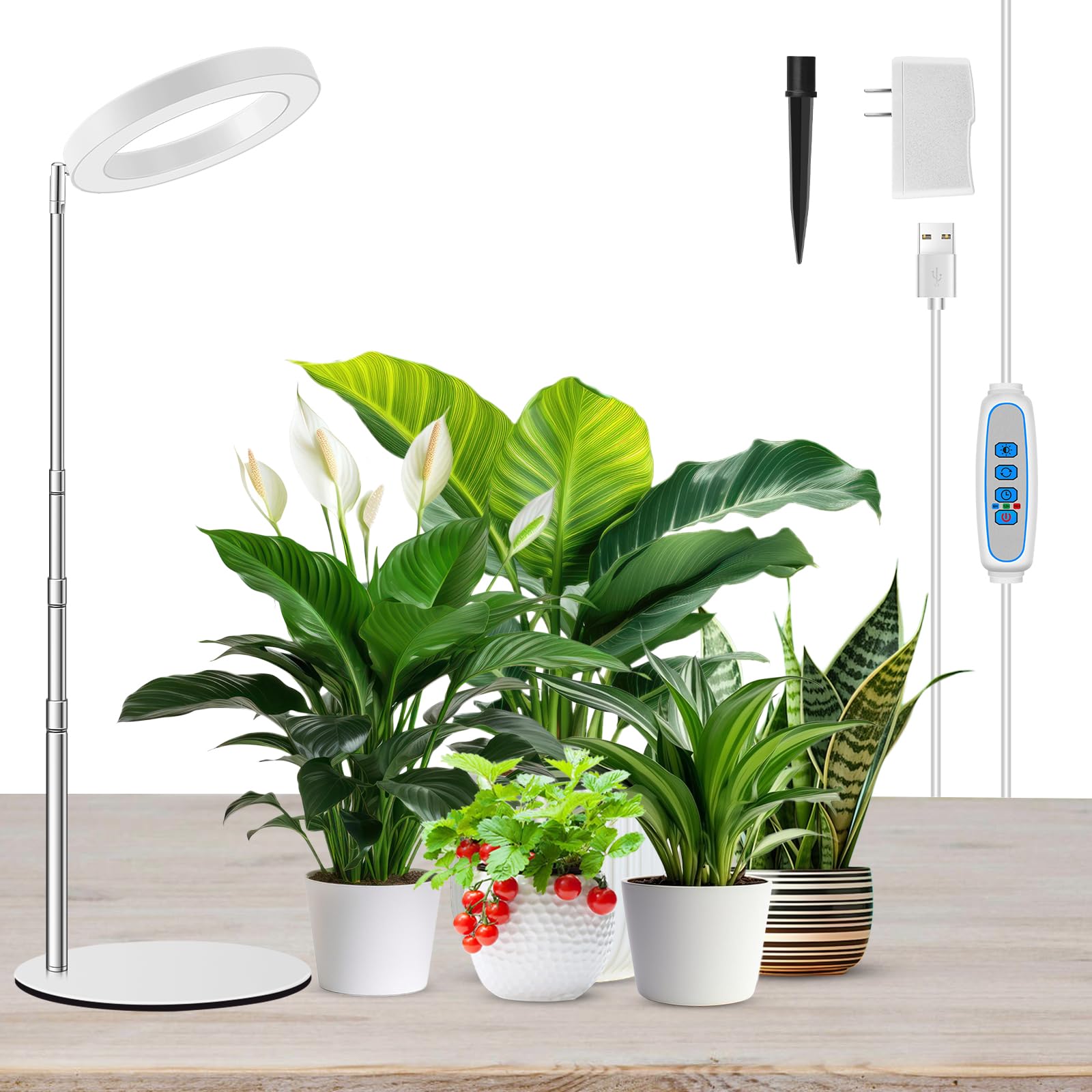 Kullsinss Grow Lights For Indoor Plants Full Spectrum, 80 Leds Plant Light For Indoor Growing With 2 Mounting Options, 6H 12H 16H Timer, 3 Spectrum Modes, 37.4 In Height Adjustable Desk Grow Lamp