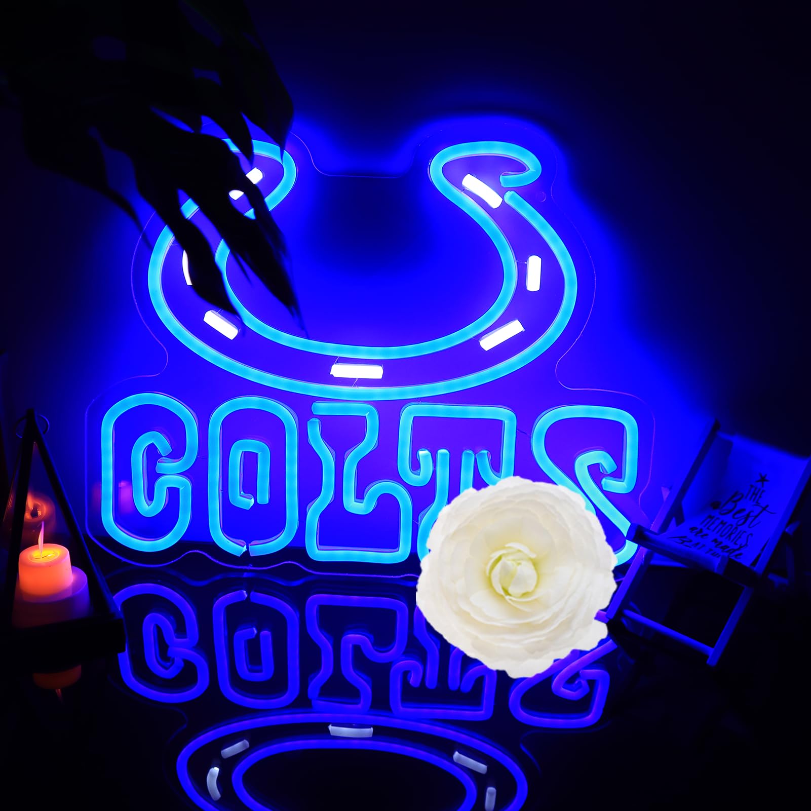 Acrossoce Football Neon Sign Rugby Neon Sign USB Powered, Dimmable Blue Wall Art Power USB LED Lights for Man Cave,Bedroom,Gamer